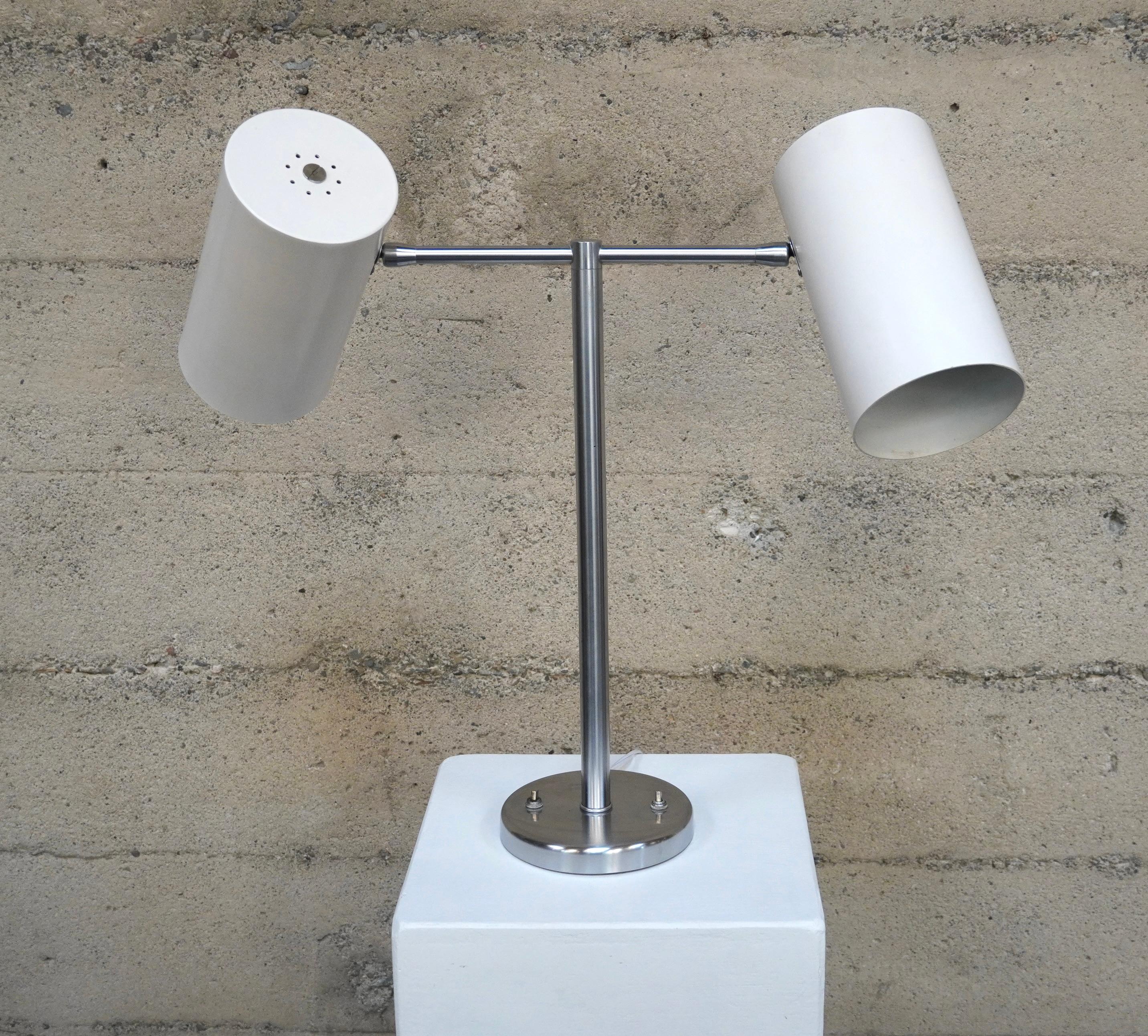 Mid-Century Modern Rare Greta Von Nessen Double Cone Adjustable Table Lamp For Sale