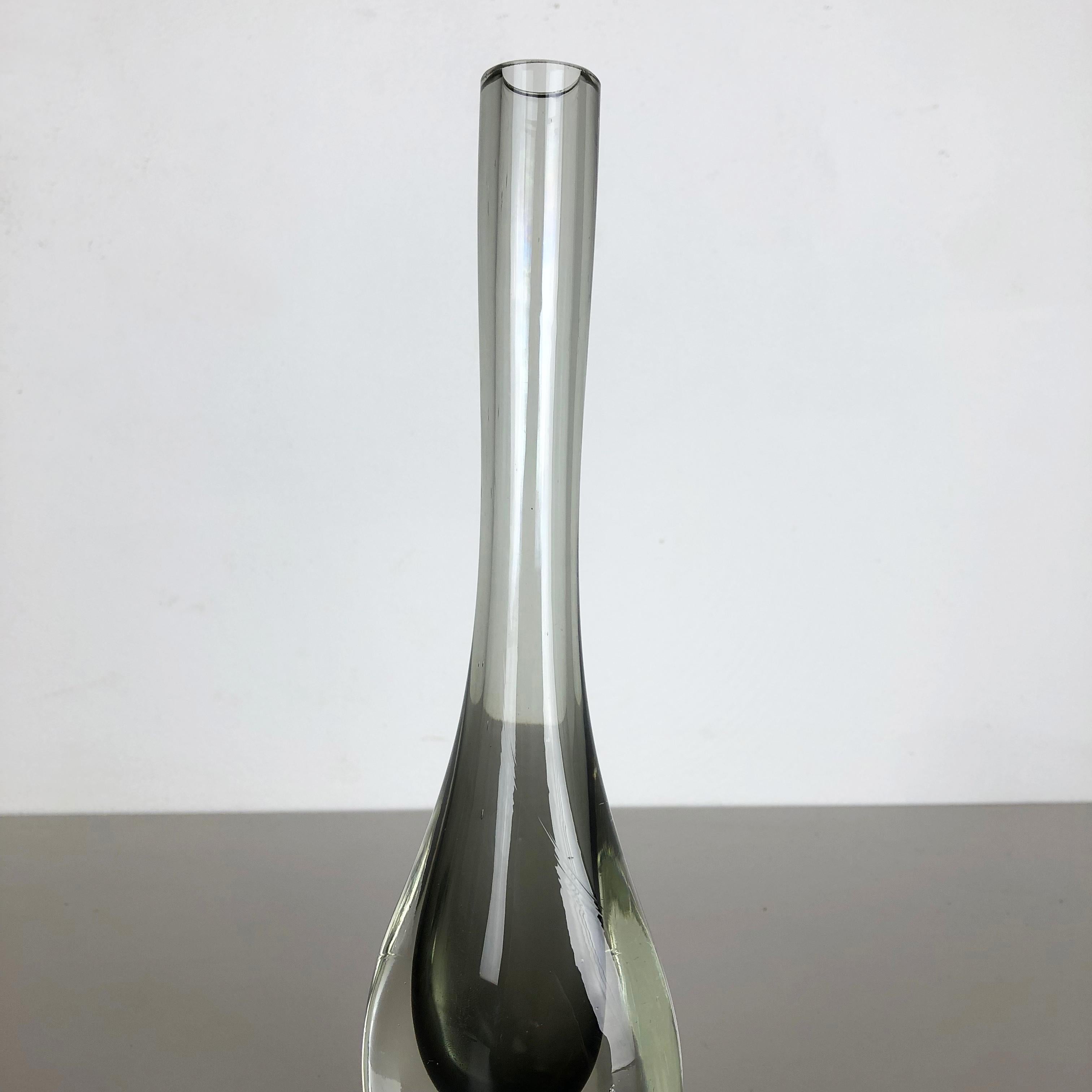Rare Grey 1960s Murano Glass Sommerso Single-Stem Vase by Flavio Poli, Italy 5