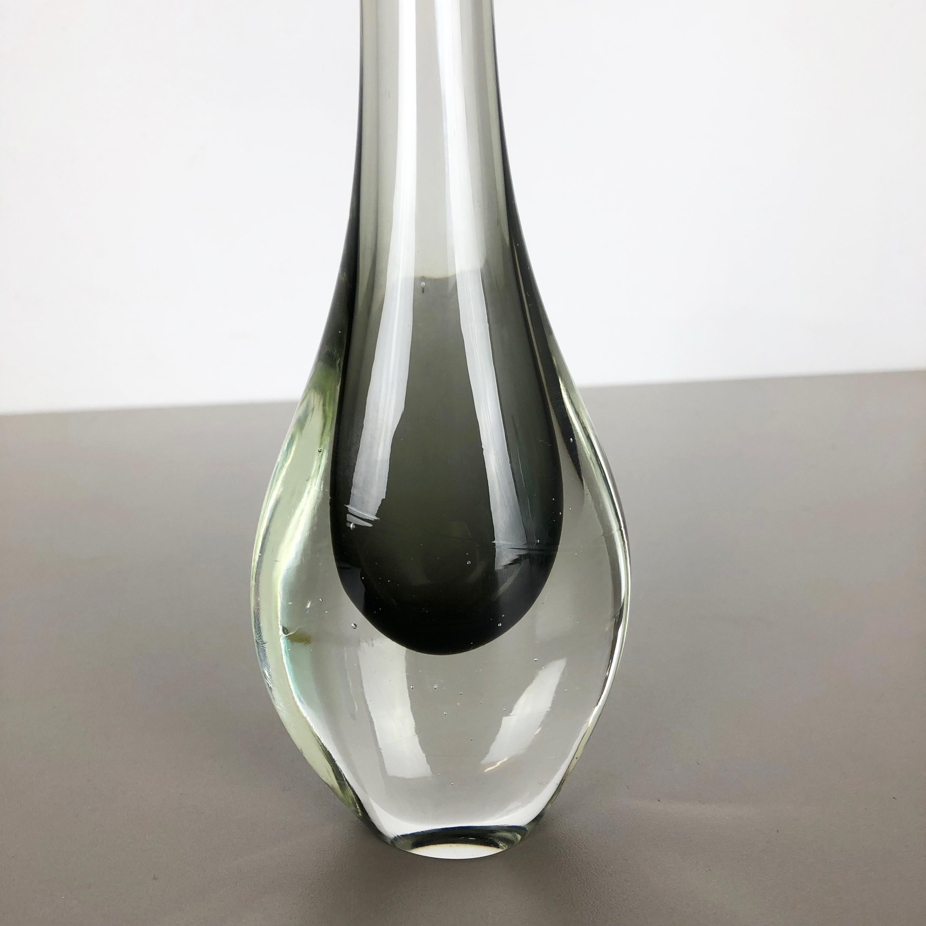 Mid-Century Modern Rare Grey 1960s Murano Glass Sommerso Single-Stem Vase by Flavio Poli, Italy
