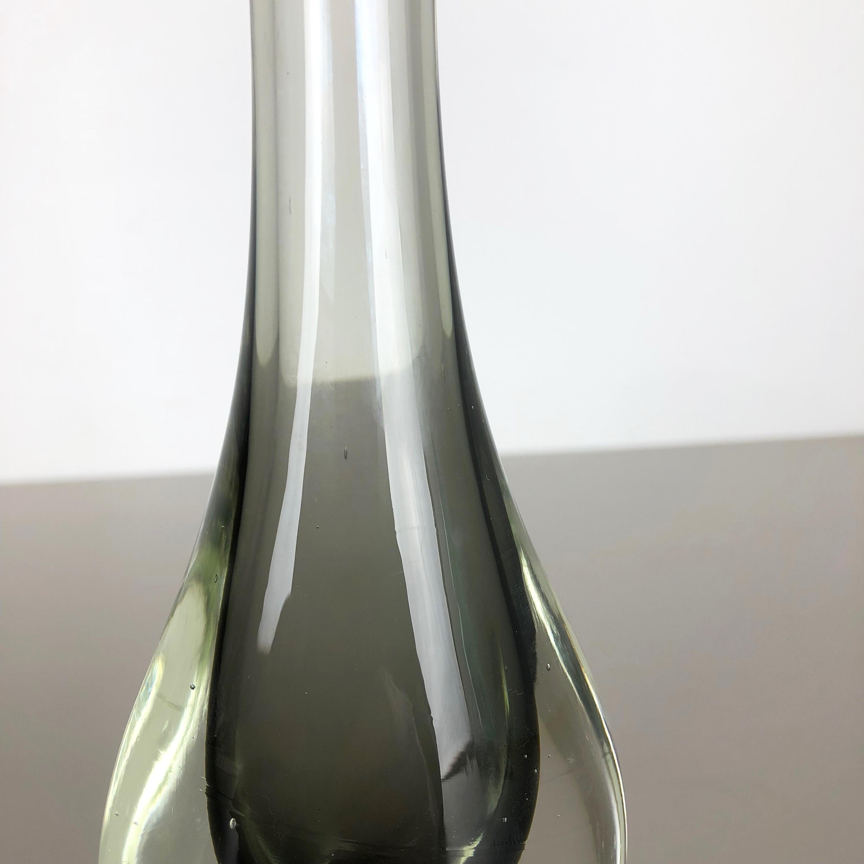 German Rare Grey 1960s Murano Glass Sommerso Single-Stem Vase by Flavio Poli, Italy