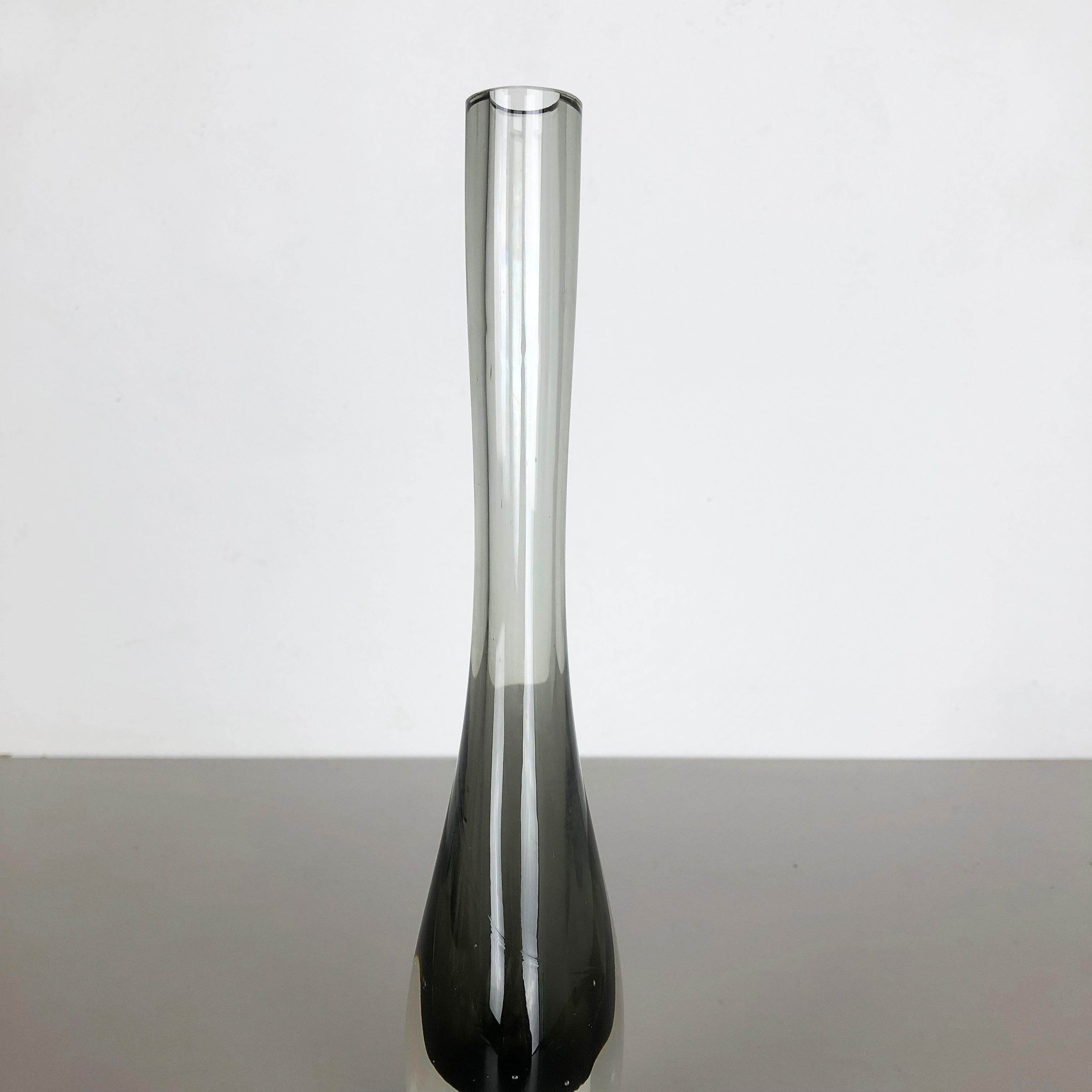 20th Century Rare Grey 1960s Murano Glass Sommerso Single-Stem Vase by Flavio Poli, Italy