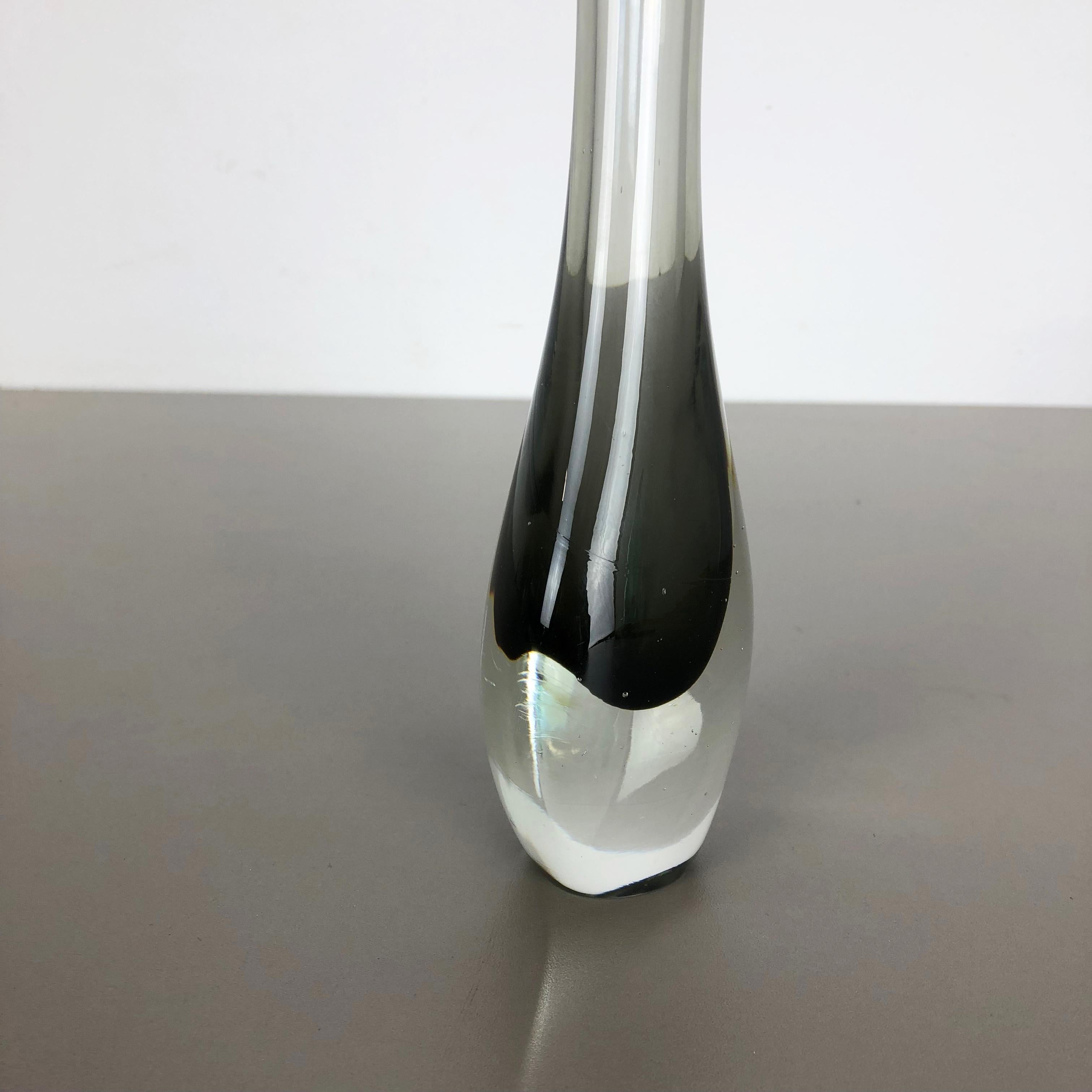 Ceramic Rare Grey 1960s Murano Glass Sommerso Single-Stem Vase by Flavio Poli, Italy
