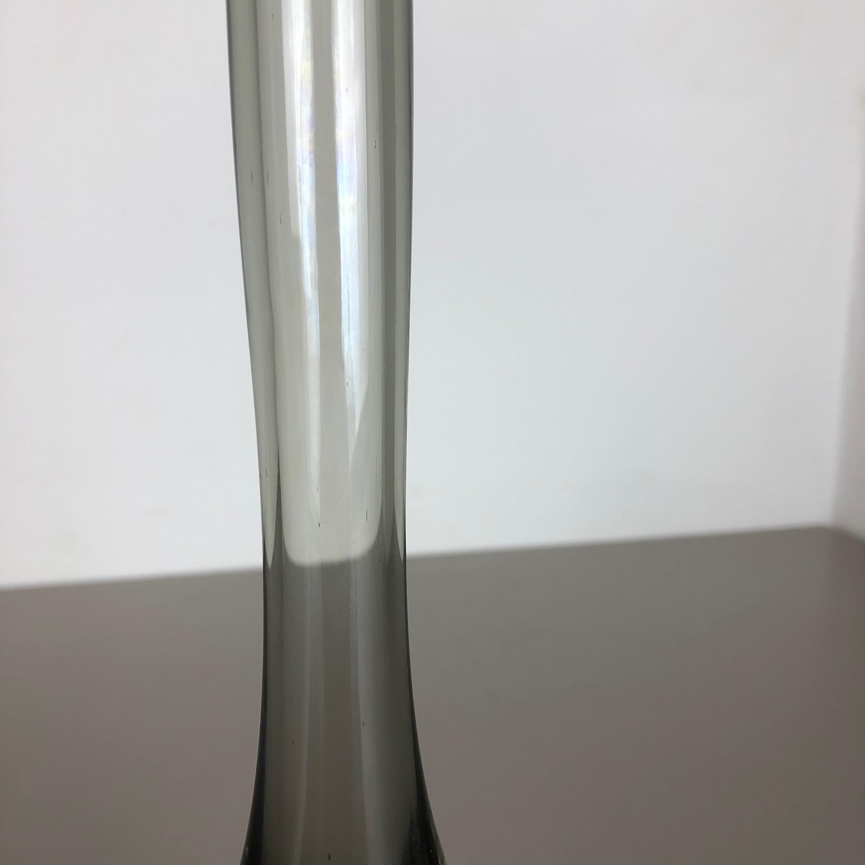 Rare Grey 1960s Murano Glass Sommerso Single-Stem Vase by Flavio Poli, Italy 1