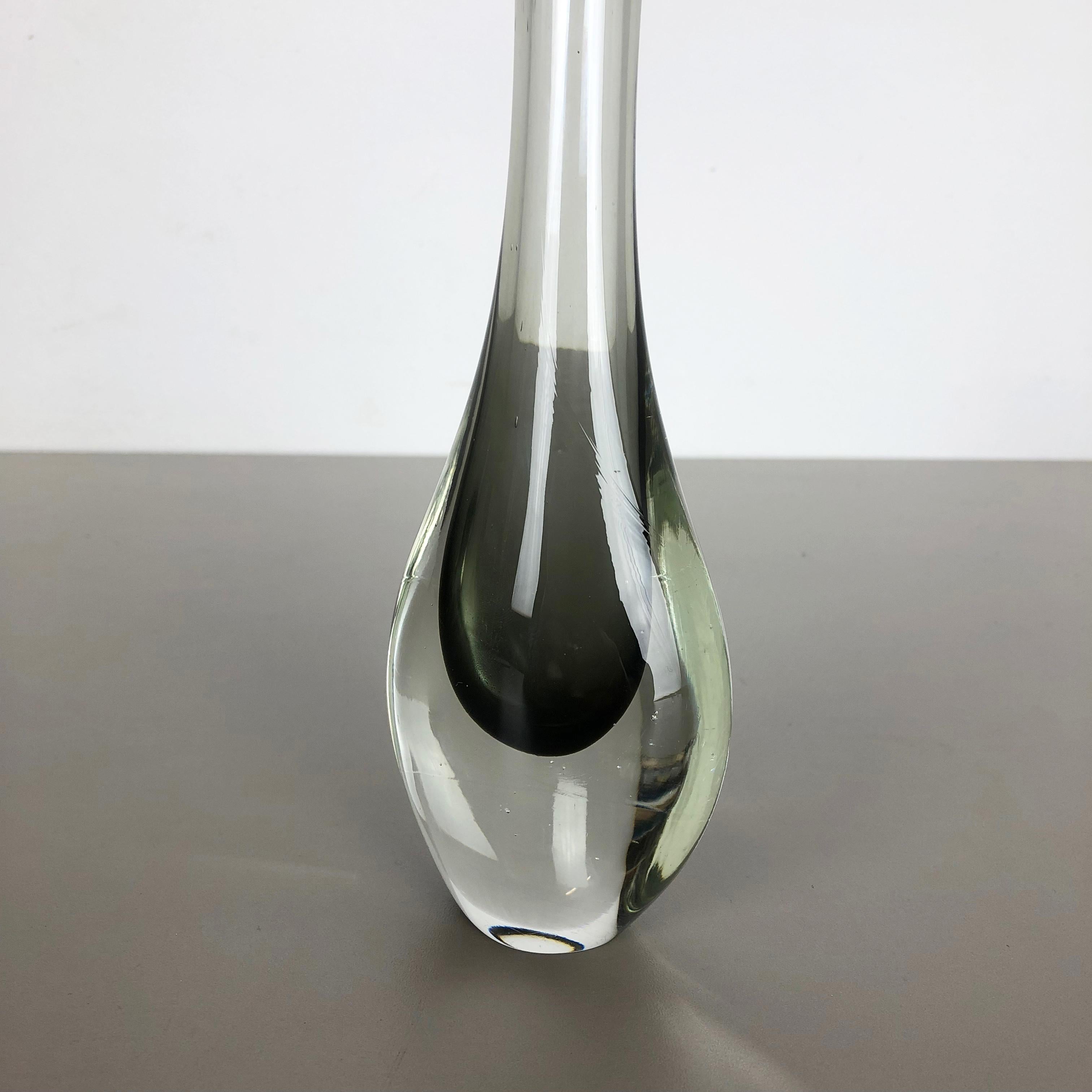 Rare Grey 1960s Murano Glass Sommerso Single-Stem Vase by Flavio Poli, Italy 2