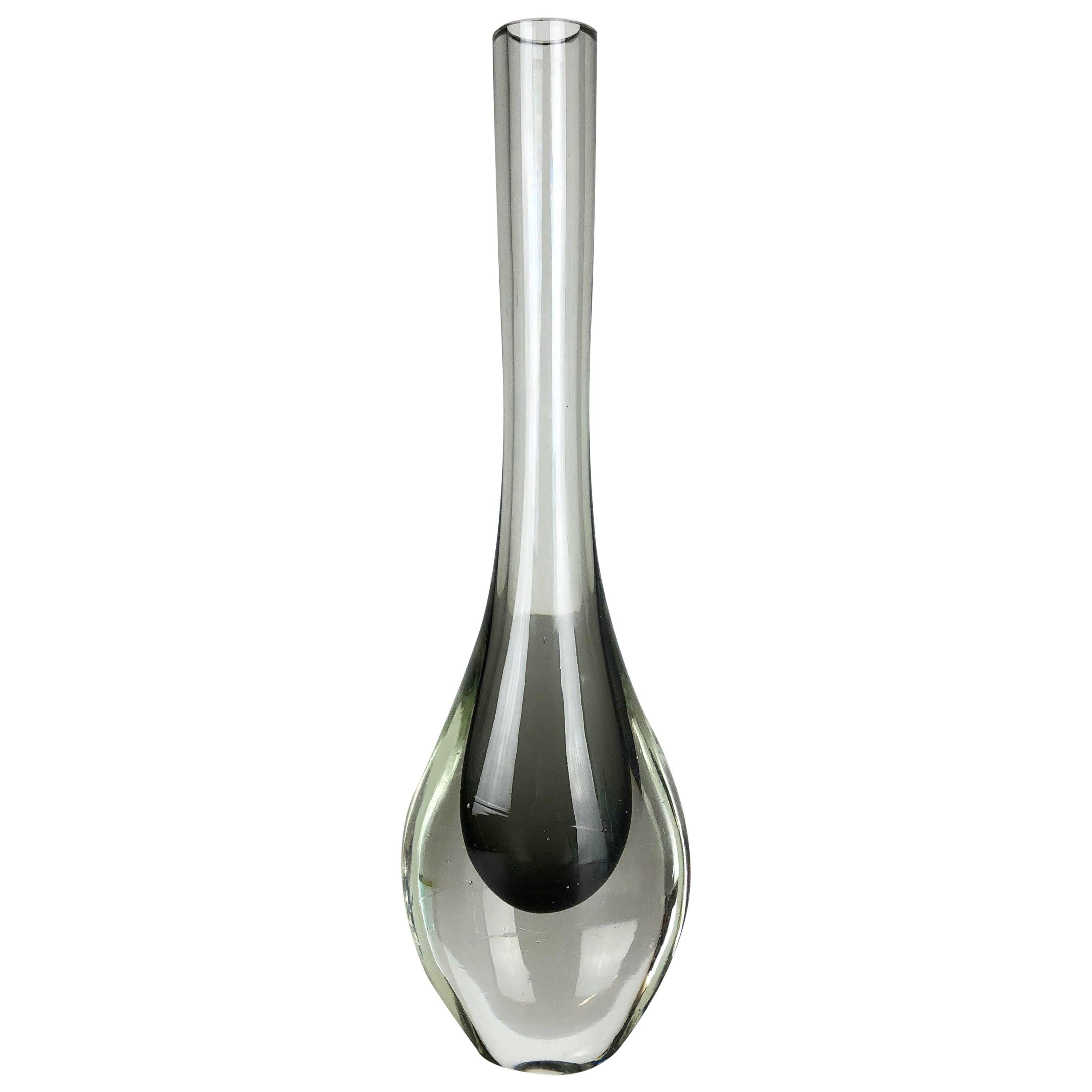 Rare Grey 1960s Murano Glass Sommerso Single-Stem Vase by Flavio Poli, Italy