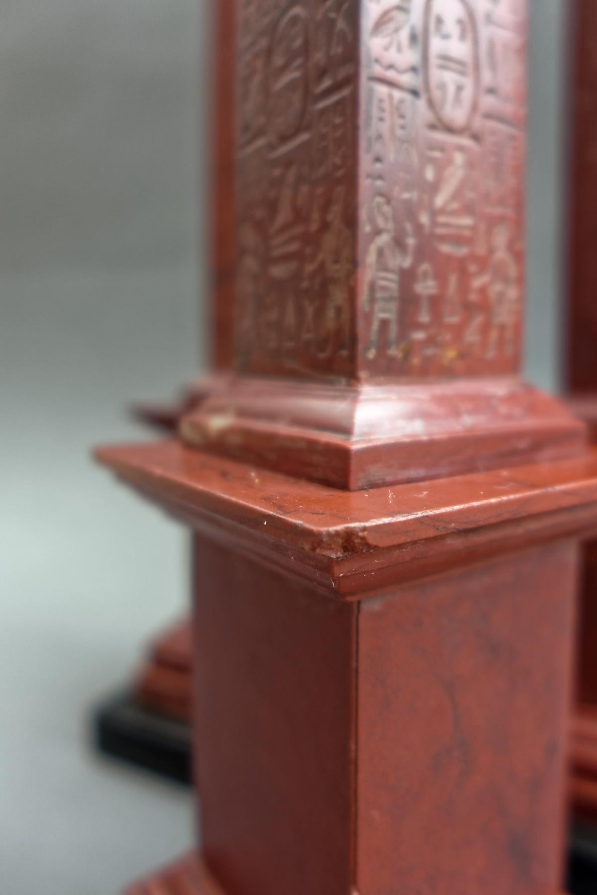 Rare Group of Three 19th Century Grand Tour Rosso Antico, Red Marble Obelisks 4
