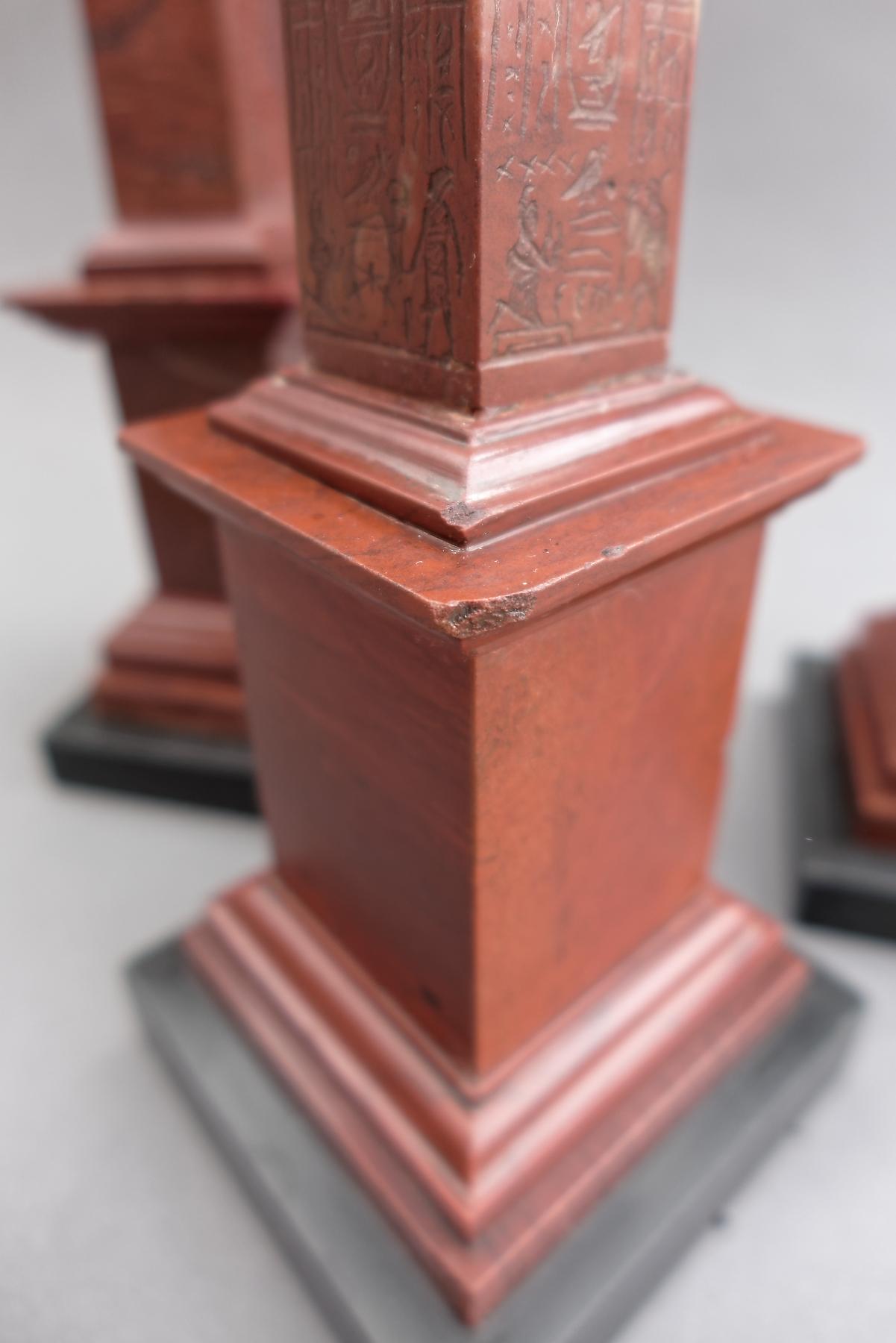 Rare Group of Three 19th Century Grand Tour Rosso Antico, Red Marble Obelisks 5