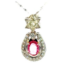 Rare GRS Certified Platinum 1.016 ct Star of David Diamond & 1.24 ct Sapphire