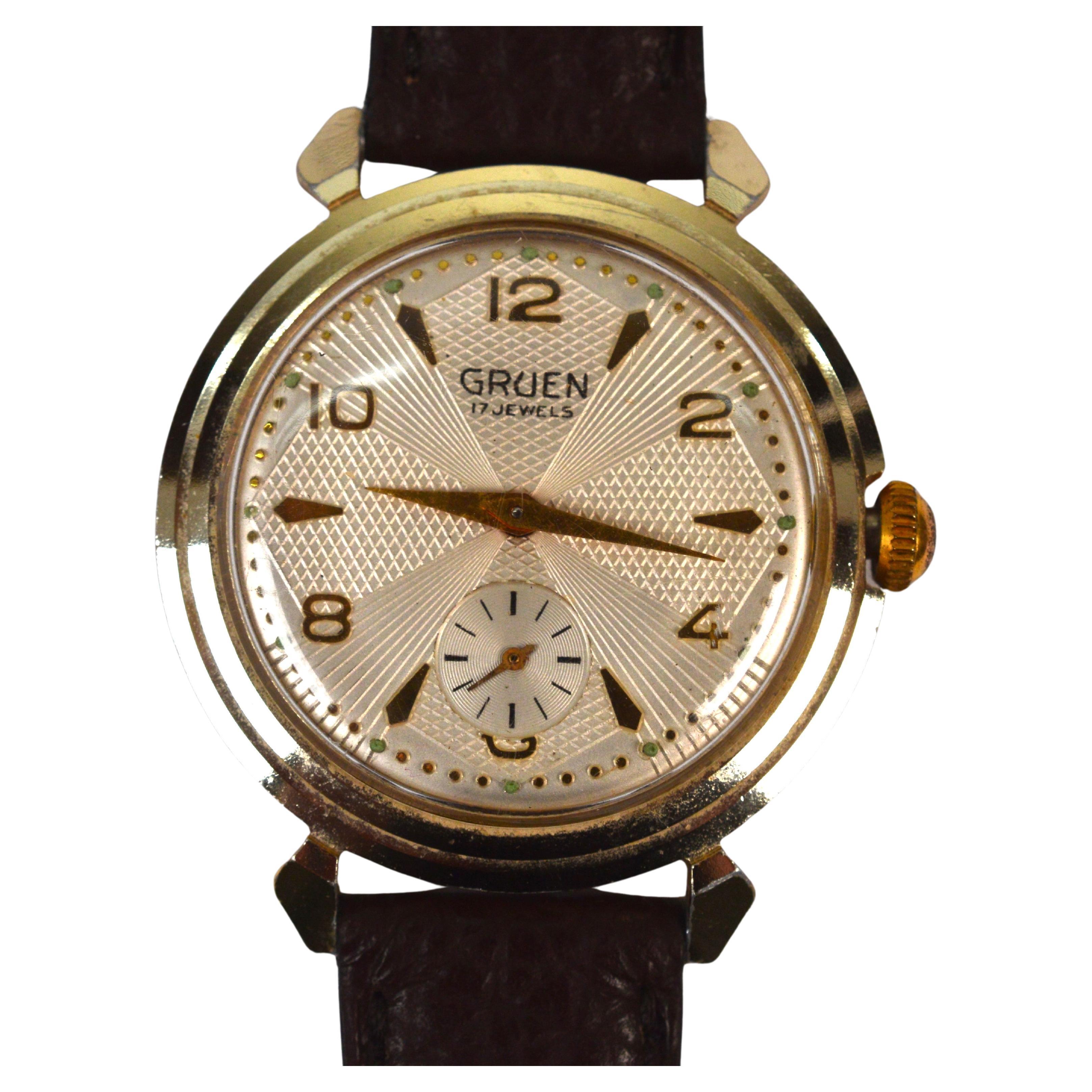 Rare montre-bracelet Gruen 416 Swiss pour homme en vente
