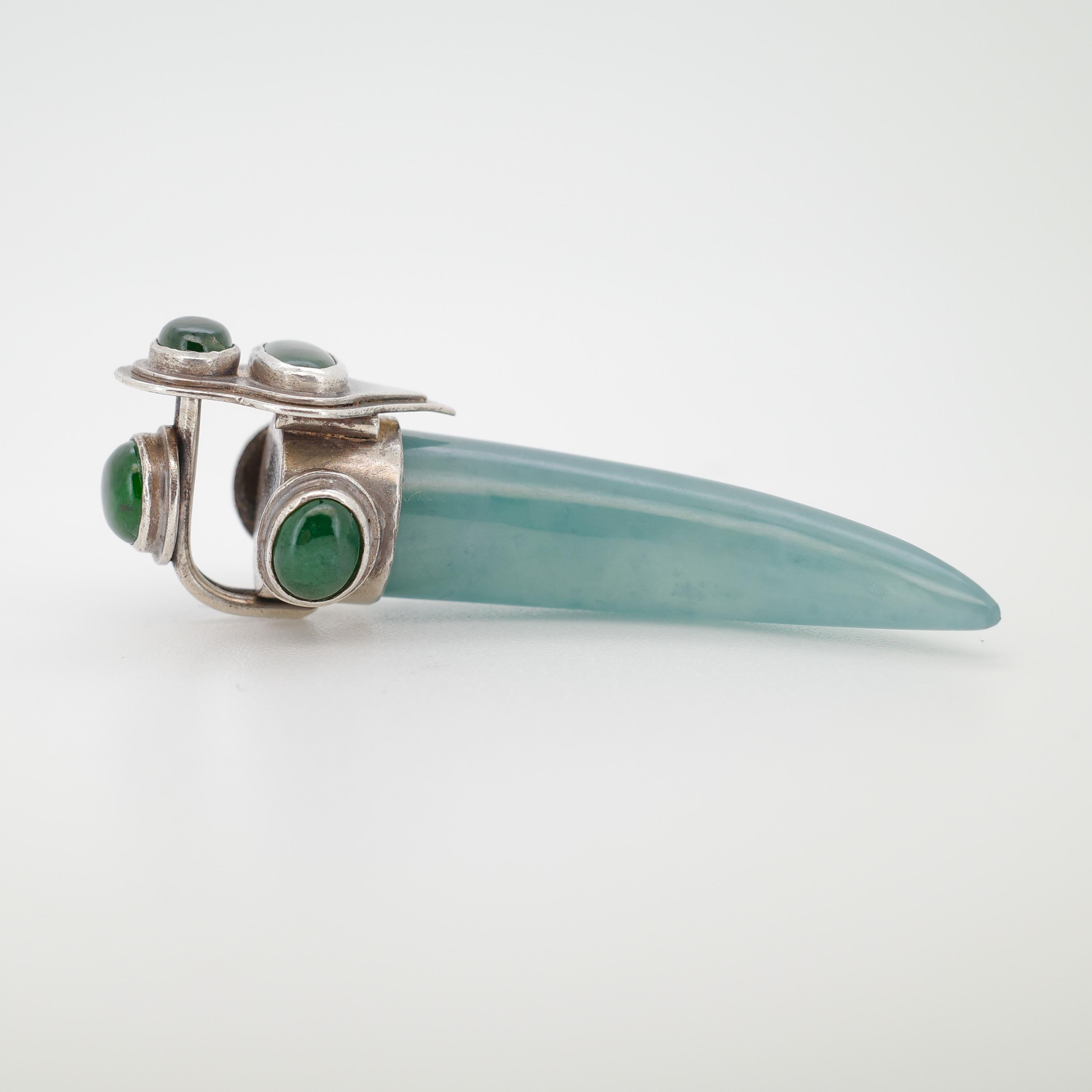 da uomo o donna Raro ciondolo imperiale guatemalteco in giadeite e dente blu olmeco in vendita