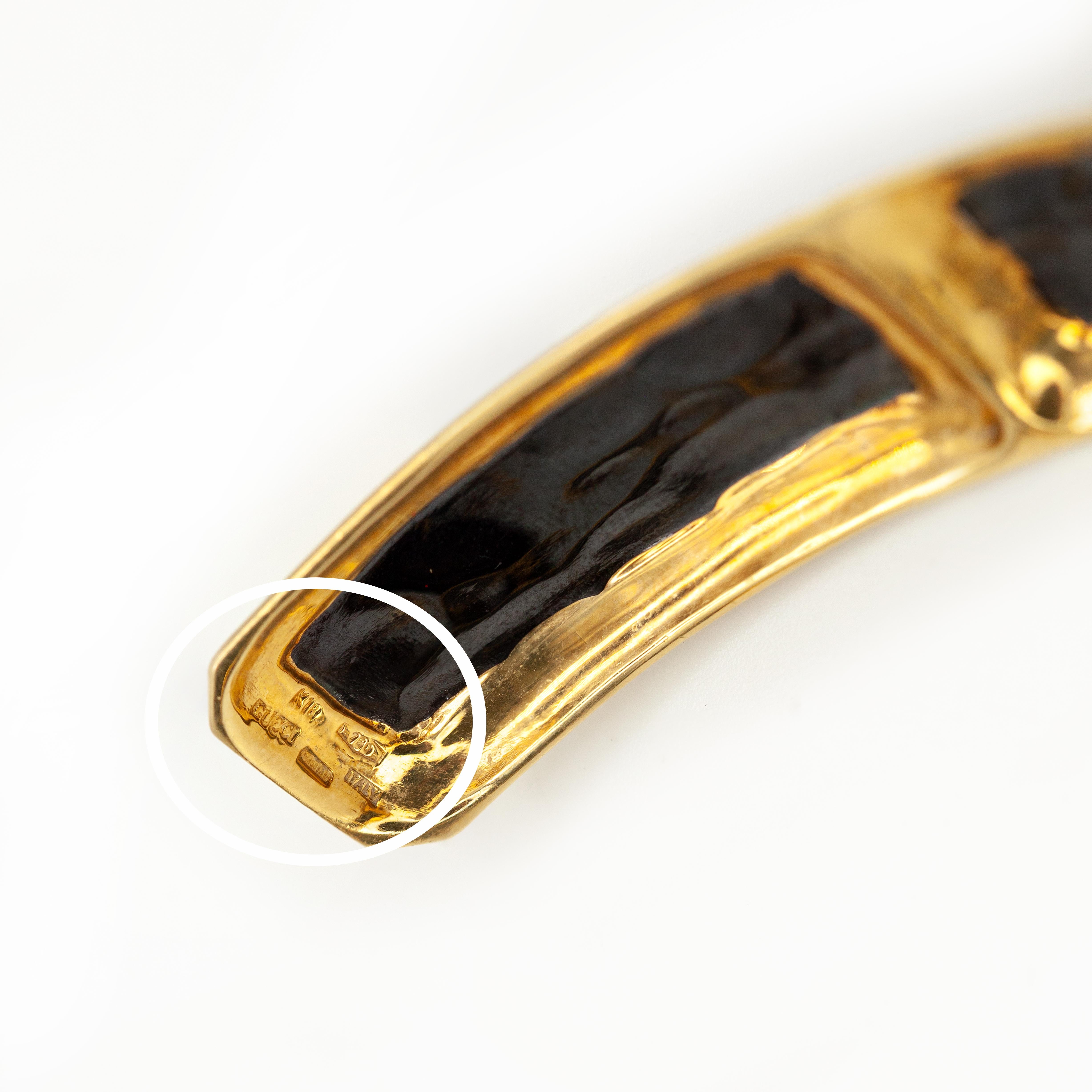 Rara collana e orecchini Gucci 18K YG con diamanti, topazio e smalto nero in vendita 7