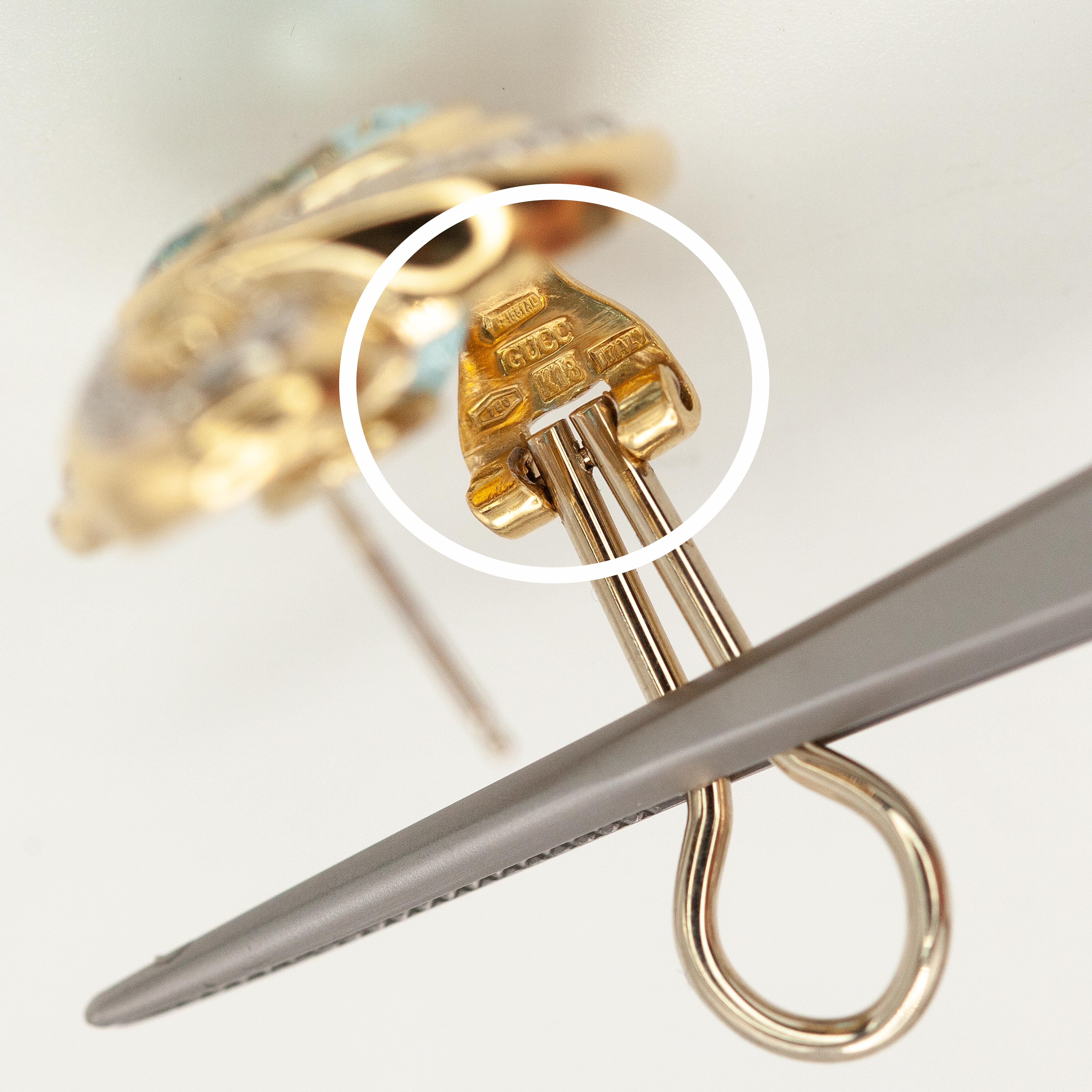 Rara collana e orecchini Gucci 18K YG con diamanti, topazio e smalto nero in vendita 8