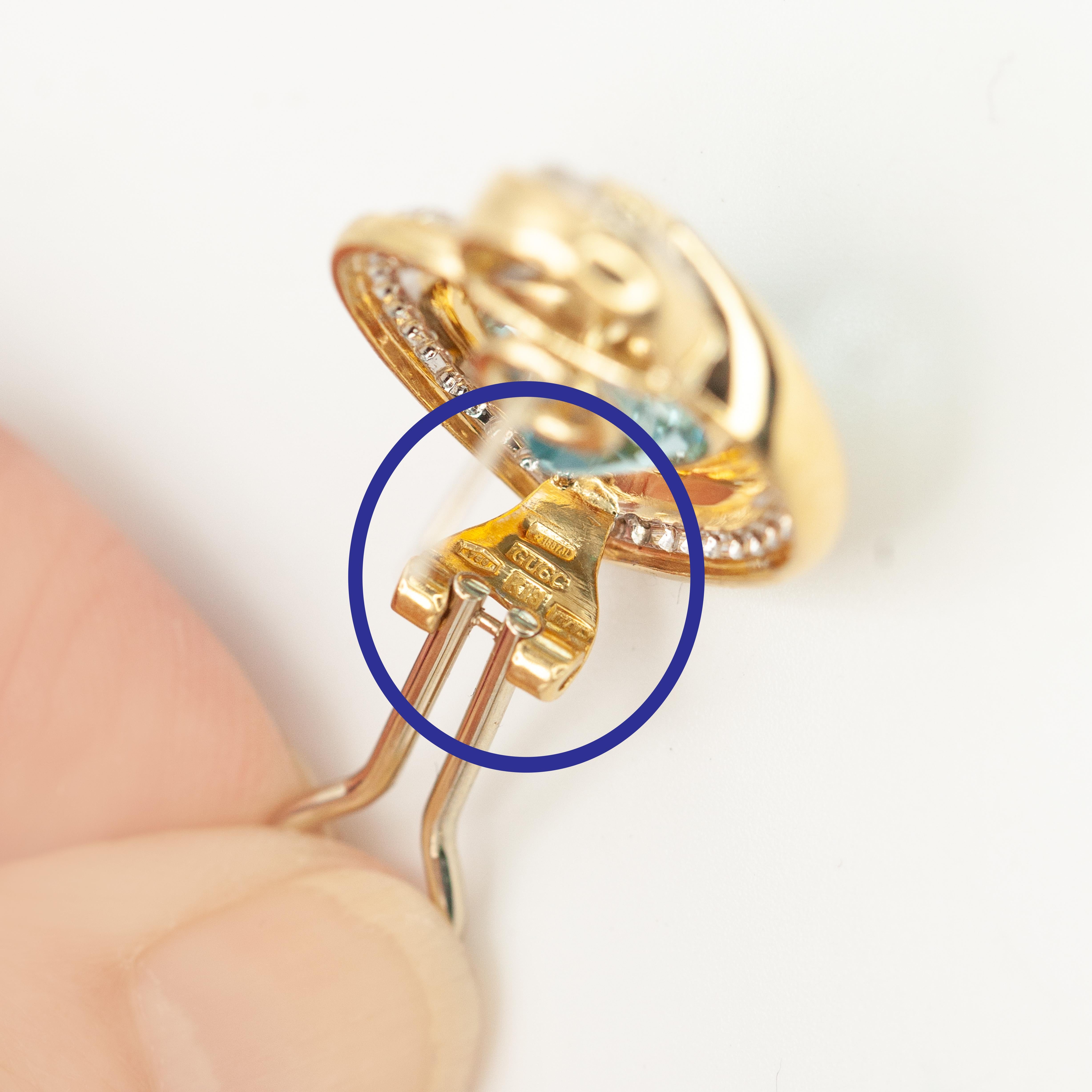 Rara collana e orecchini Gucci 18K YG con diamanti, topazio e smalto nero in vendita 10