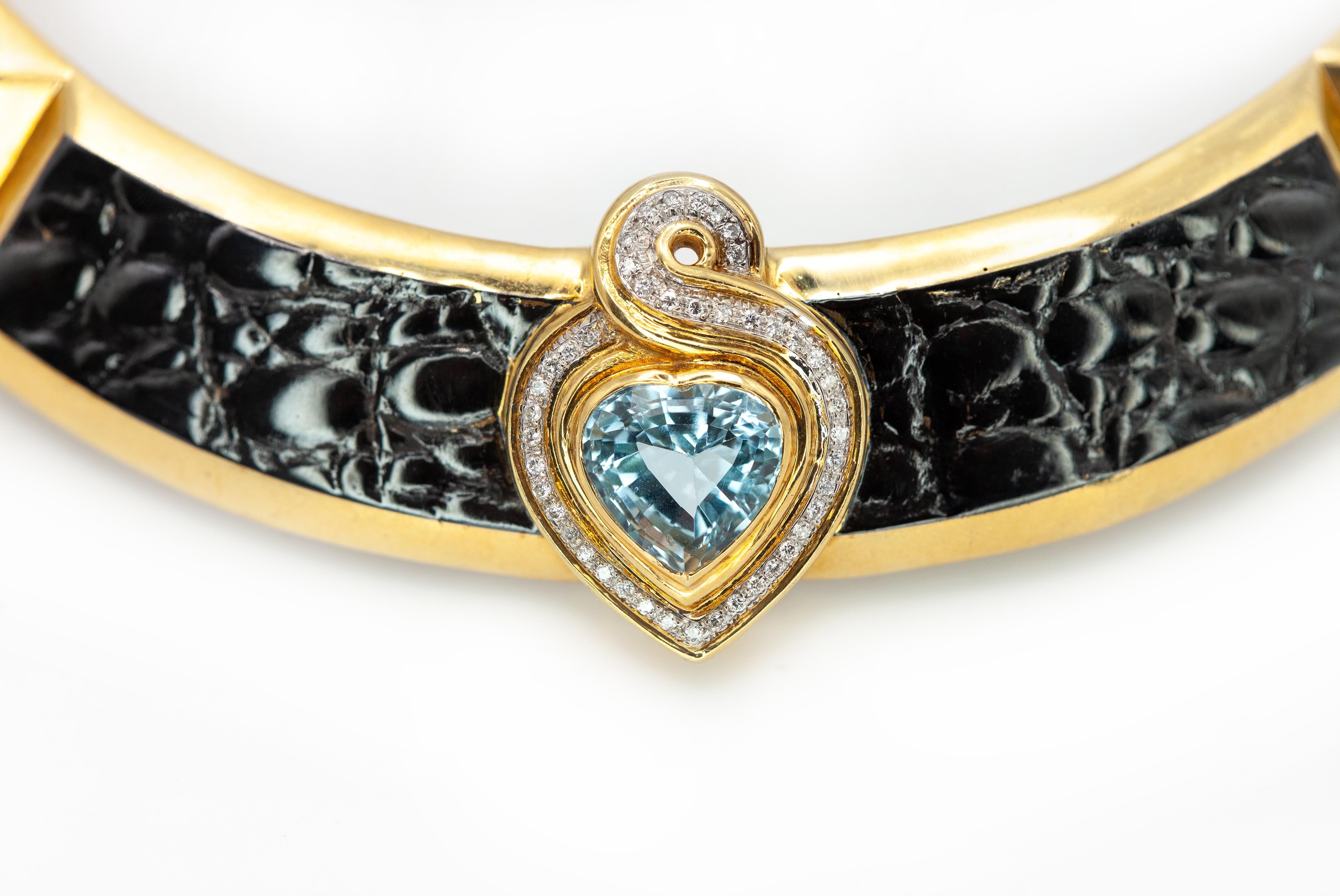 Rara collana e orecchini Gucci 18K YG con diamanti, topazio e smalto nero In condizioni ottime in vendita a New York, NY