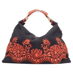 rare GUCCI 2004 Runway Tom Ford red lizard applique horsebit chain hobo bag