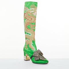rare GUCCI 2017 Runway Caspar satin dragon embroidered boot block heels EU39
