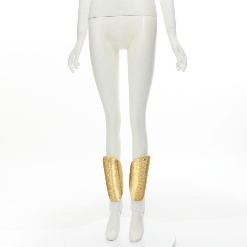 Rare GUCCI Alessandro Michele 2019 Runway GG logo gold padded shin guards socks For Sale 6