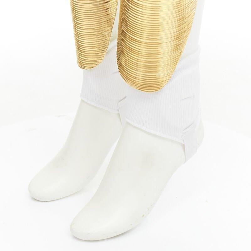 rare GUCCI Alessandro Michele 2019 Runway GG logo gold padded shin guards socks For Sale 2