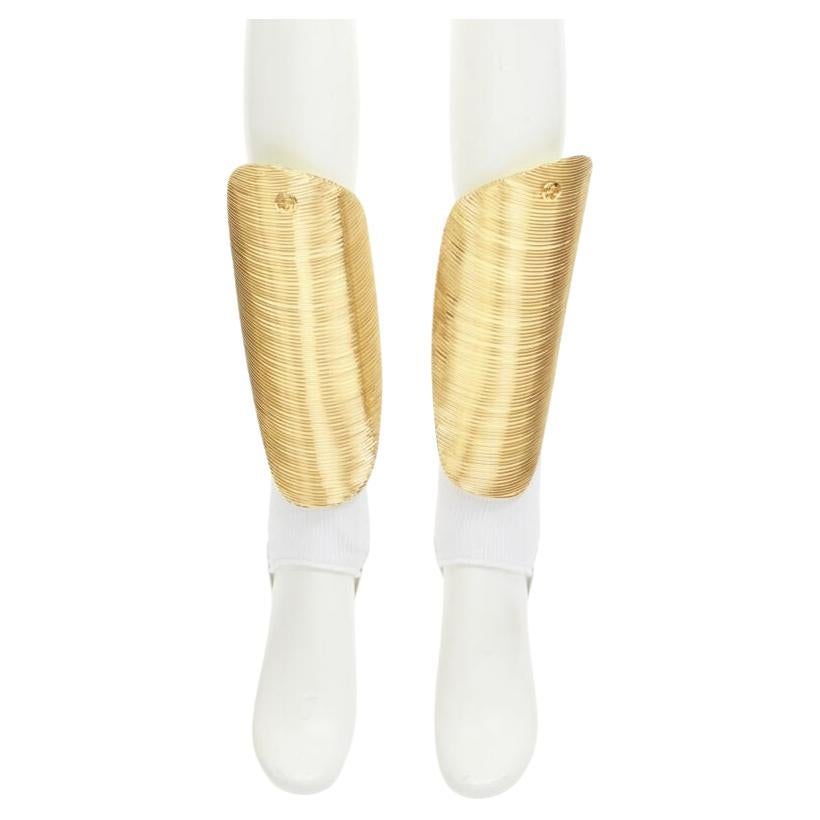 rare GUCCI Alessandro Michele 2019 Runway GG logo gold padded shin guards socks For Sale