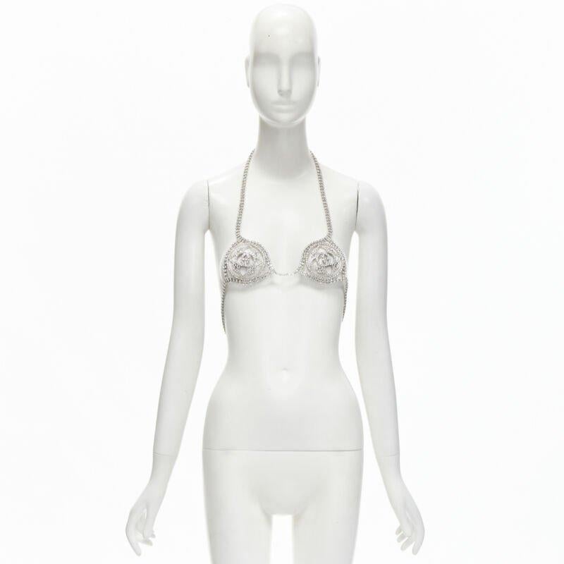 rare GUCCI ALESSANDRO MICHELE 2019 Runway GG rhinestone crystals showgirl bra For Sale 5