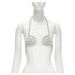 rare GUCCI ALESSANDRO MICHELE 2019 Runway GG rhinestone crystals showgirl bra