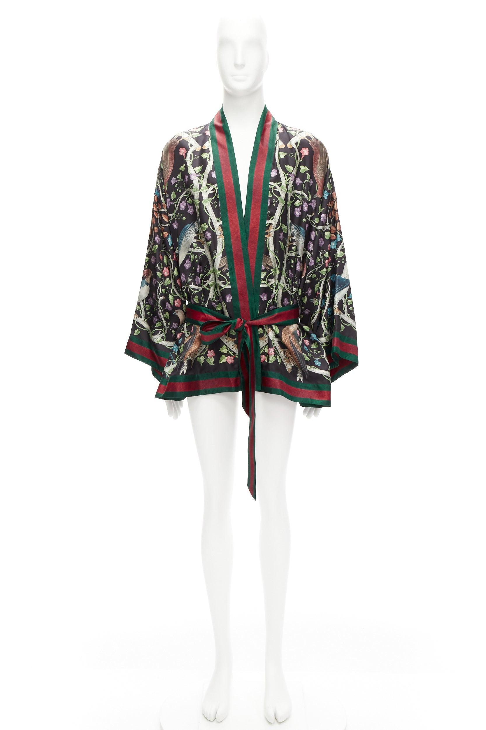 rare GUCCI Alessandro Michele Birds of Prey 100% silk kimono robe IT60 6