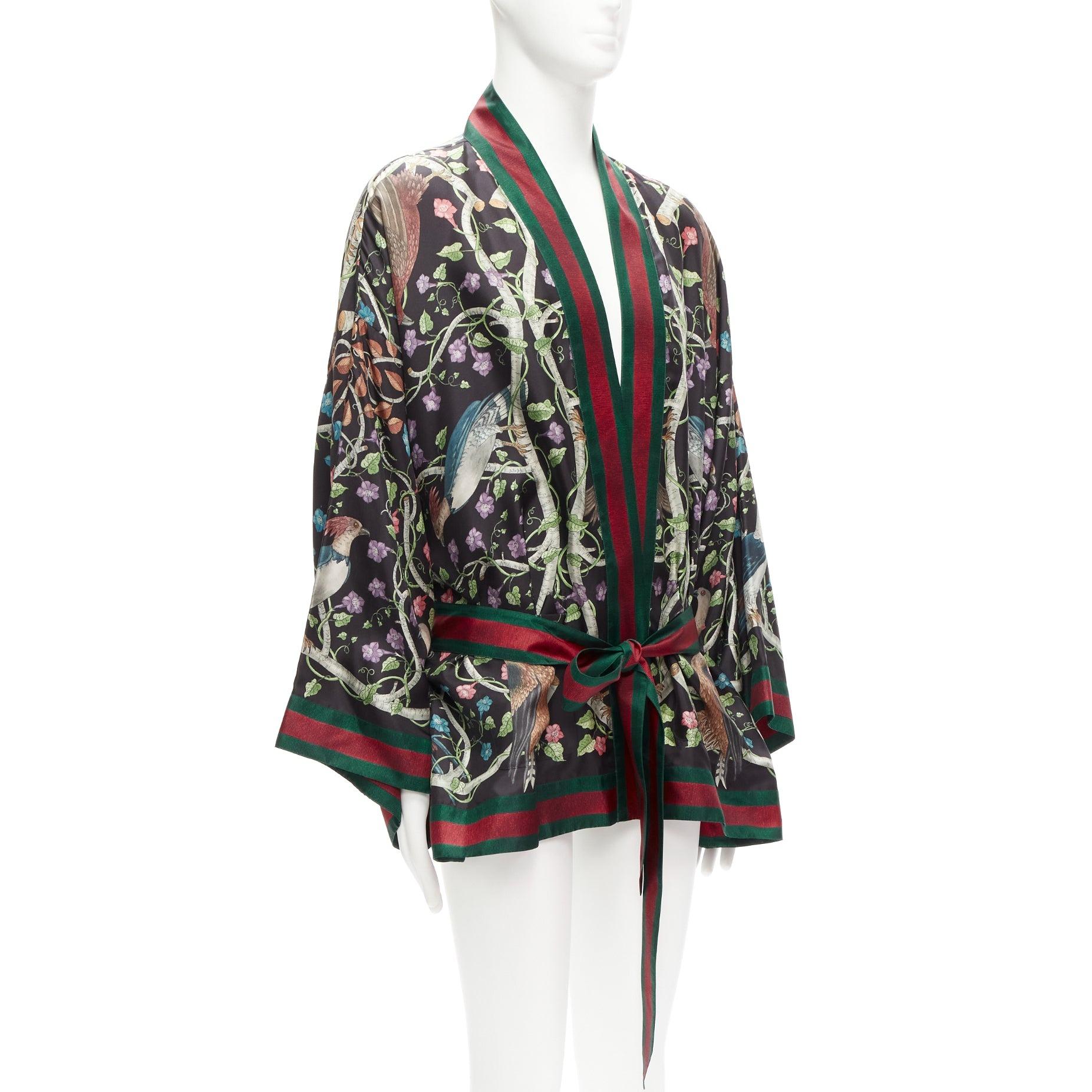 Women's rare GUCCI Alessandro Michele Birds of Prey 100% silk kimono robe IT60