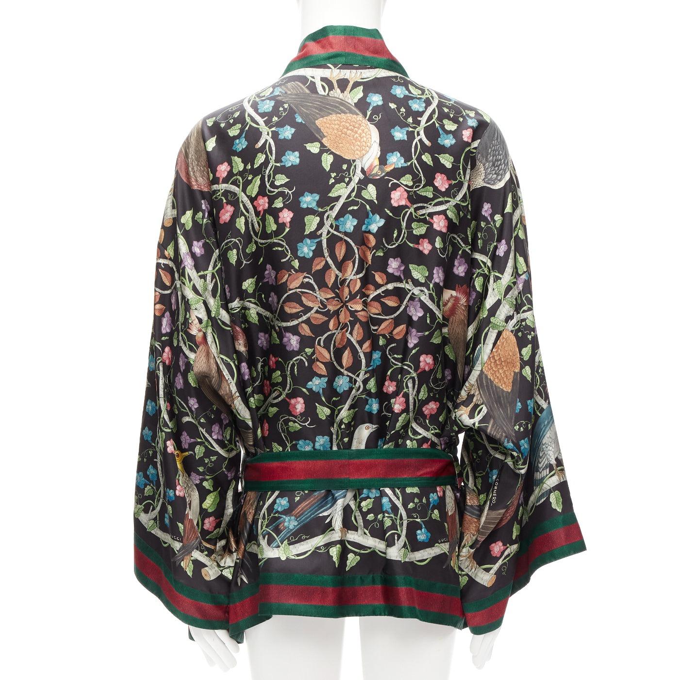 rare GUCCI Alessandro Michele Birds of Prey 100% silk kimono robe IT60 2