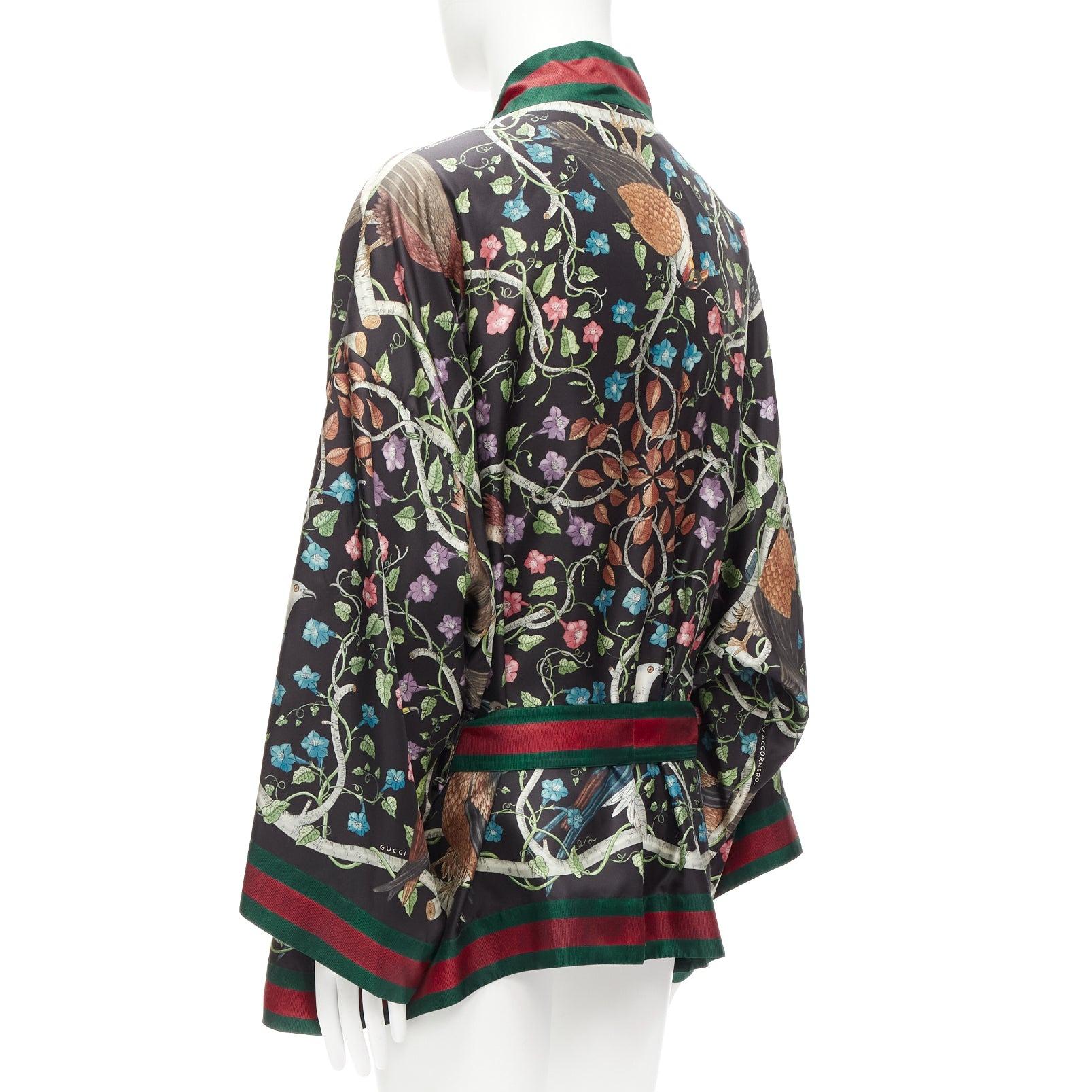 rare GUCCI Alessandro Michele Birds of Prey 100% silk kimono robe IT60 3