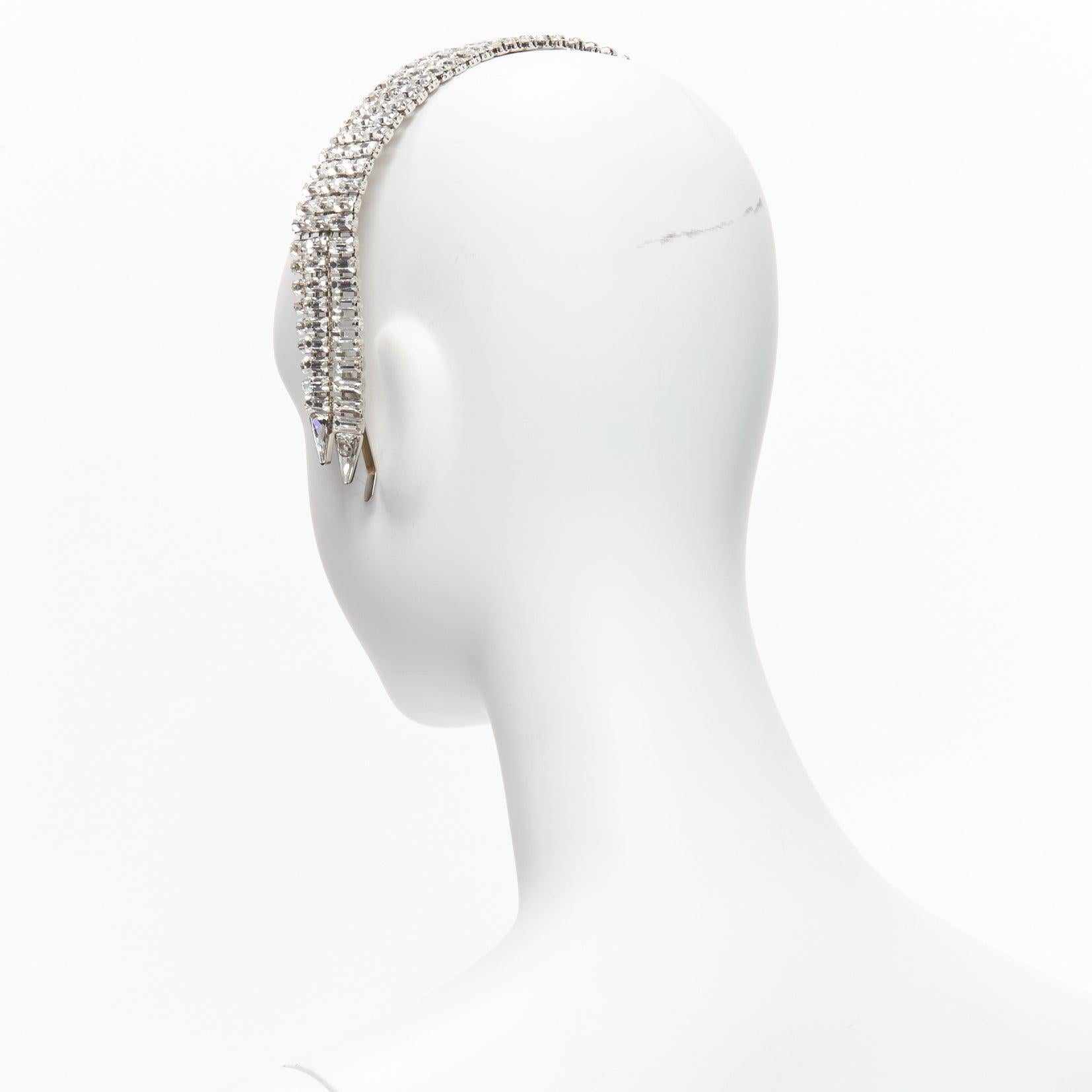 Seltenes kaskadenförmiges GUCCI Alessandro Michele GG Logo-Kopfband aus Kristall im Angebot 1