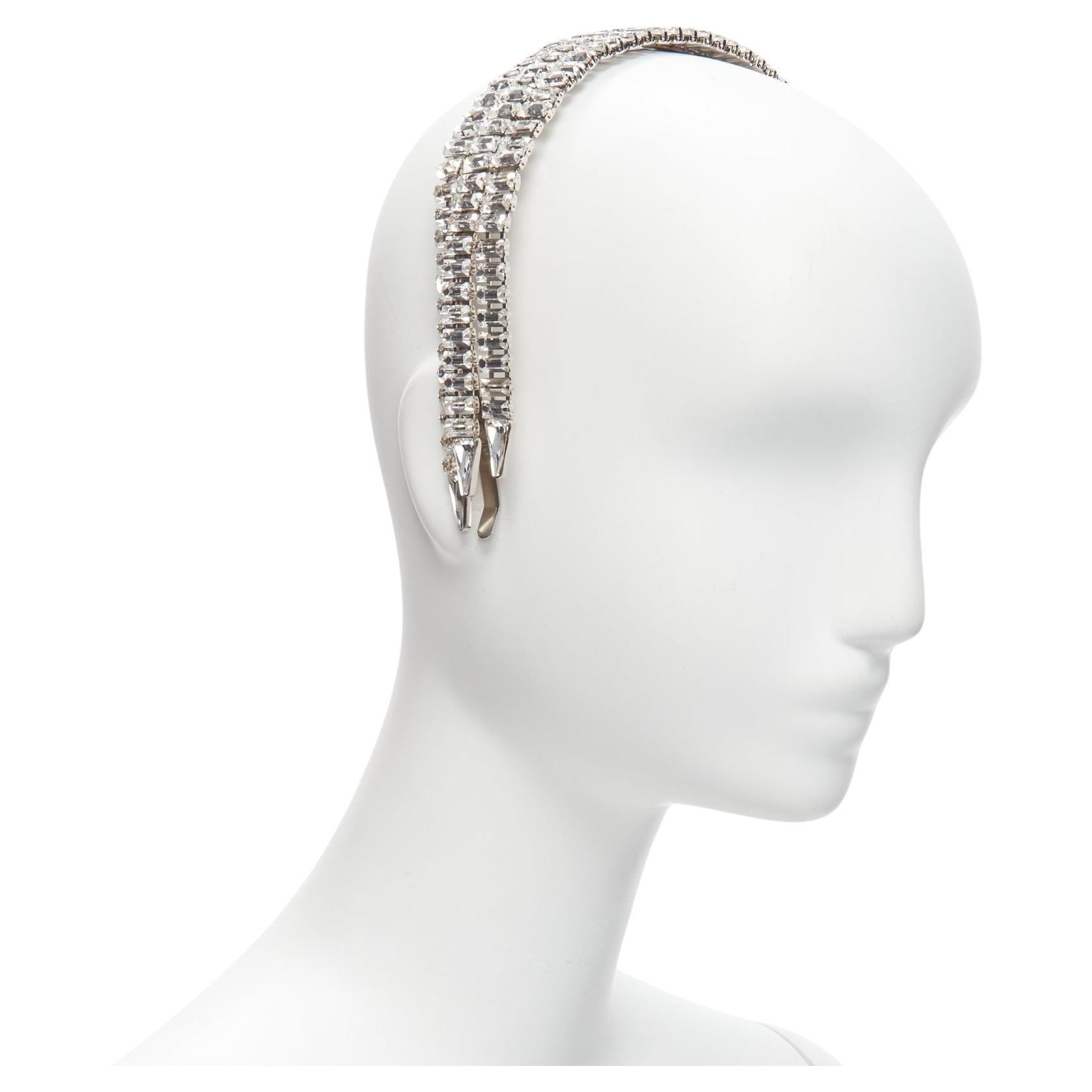 Seltenes kaskadenförmiges GUCCI Alessandro Michele GG Logo-Kopfband aus Kristall im Angebot