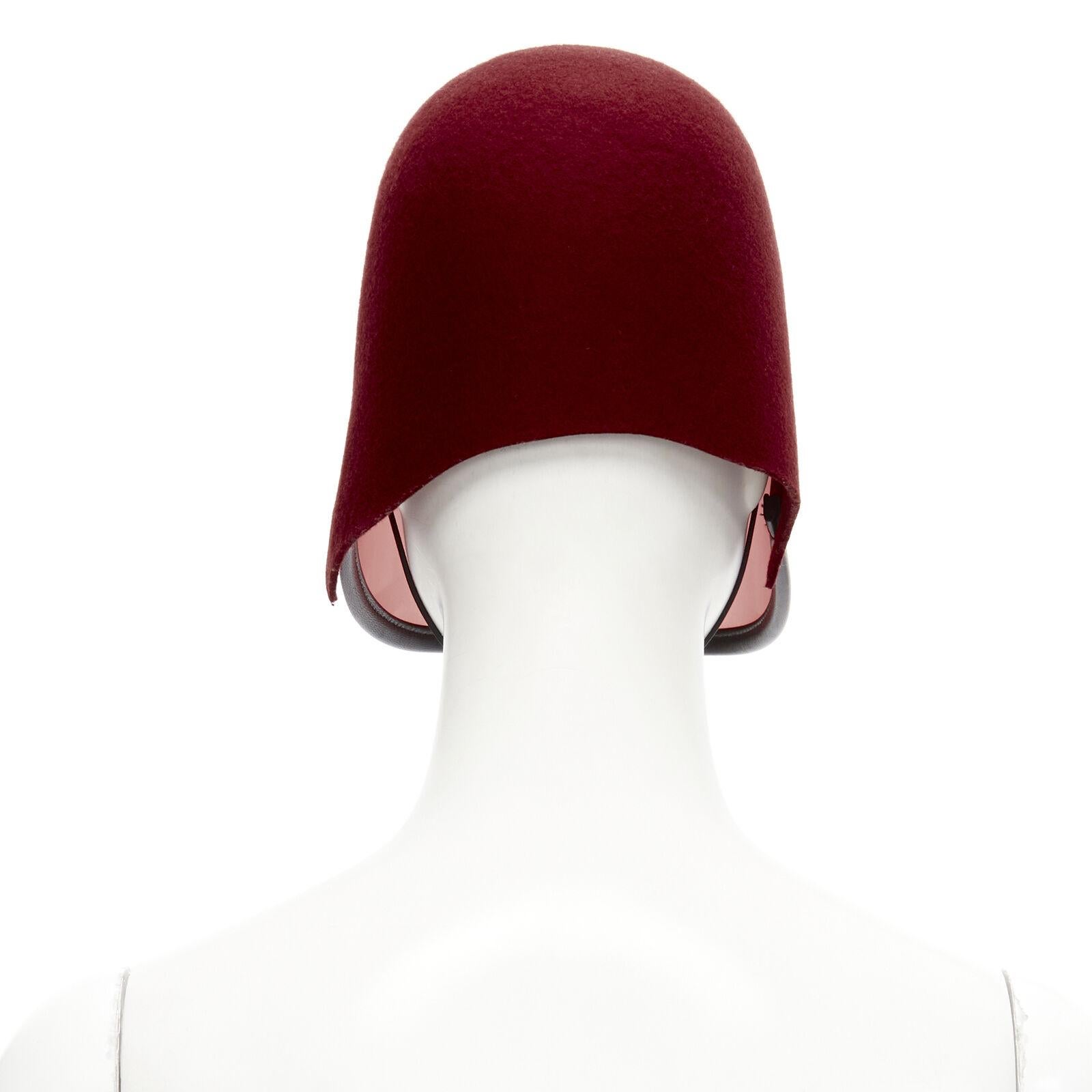 rare GUCCI Alessandro Michele red wool felt leather trim clear visor hat 1