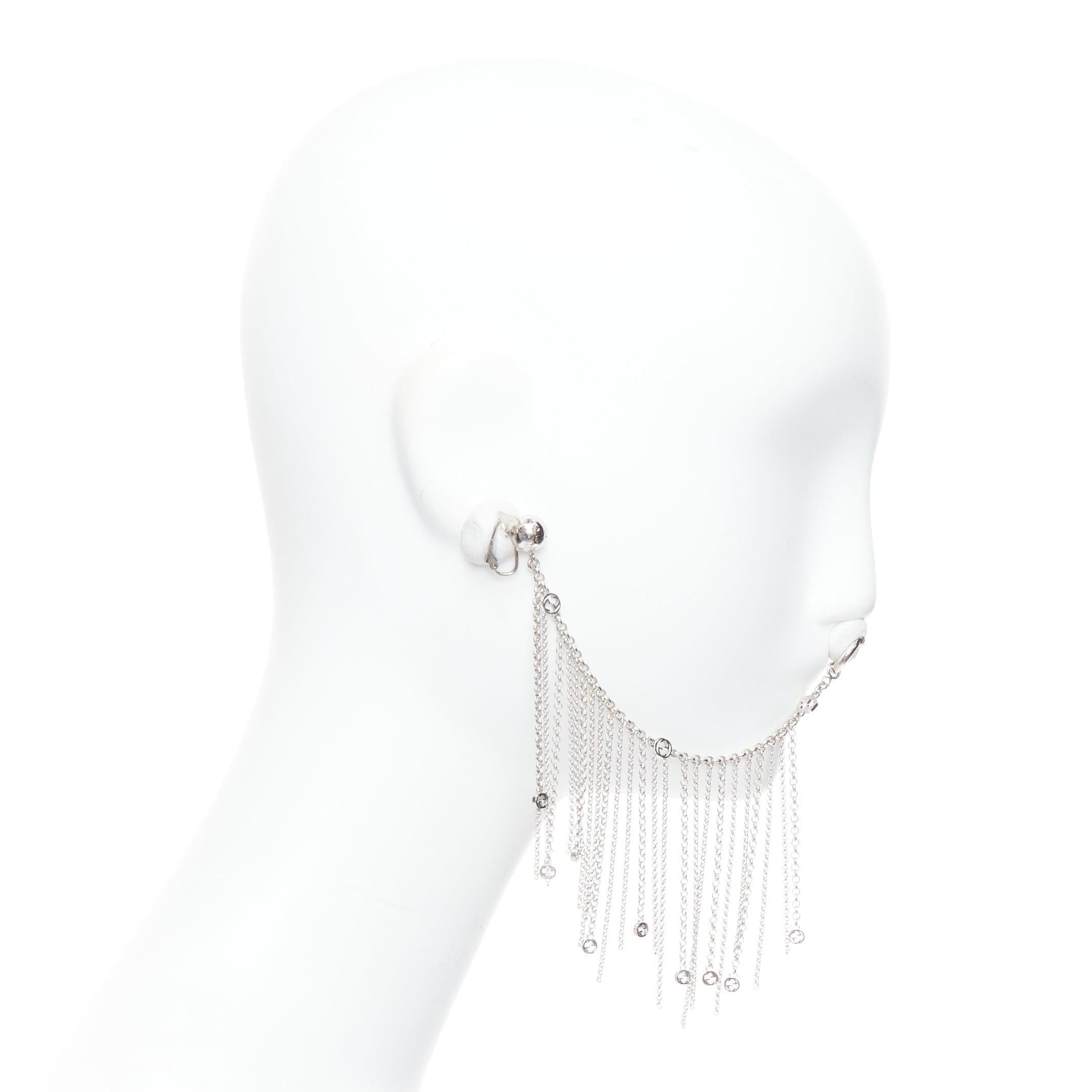 Women's Rare GUCCI Alessandro Michele Runway GG charm chain clip on nose earring