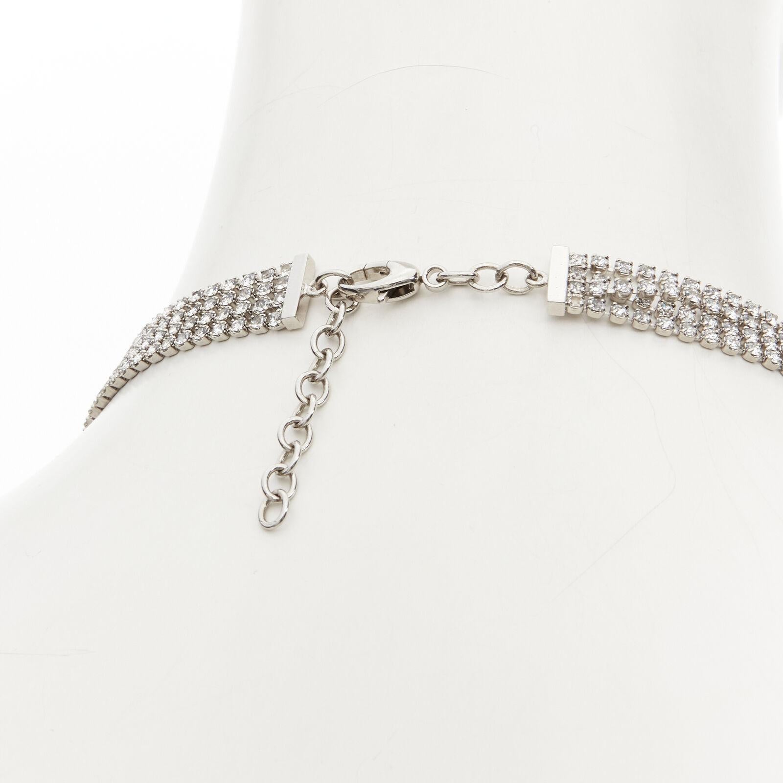 rare GUCCI ALESSANDRO MICHELE silver crystal GG triangle tassel  necklace For Sale 3