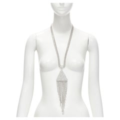 rare GUCCI ALESSANDRO MICHELE silver crystal triangle tassel statement necklace