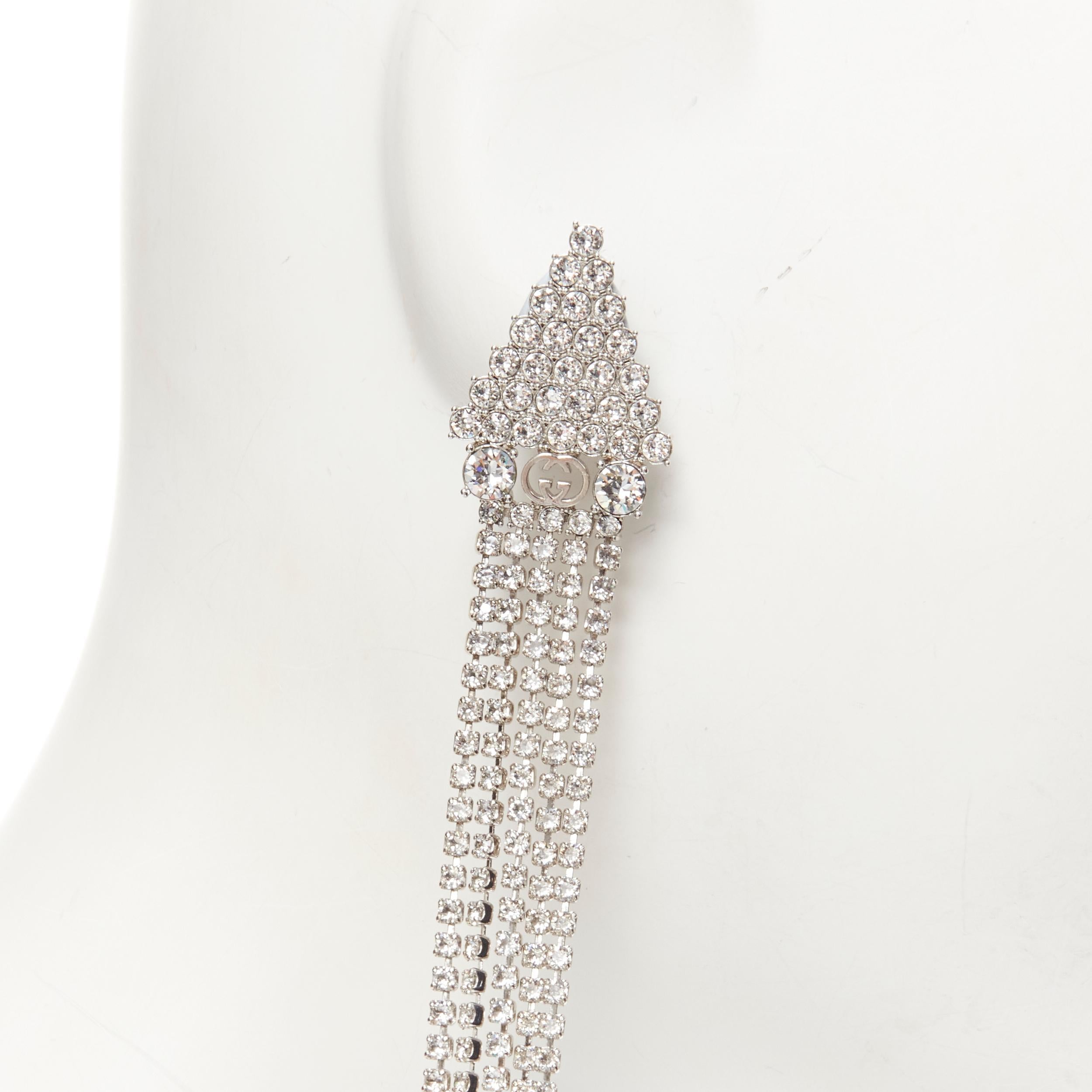 Women's Rare GUCCI ALESSANDRO MICHELE triangle long tassel single statement earring For Sale