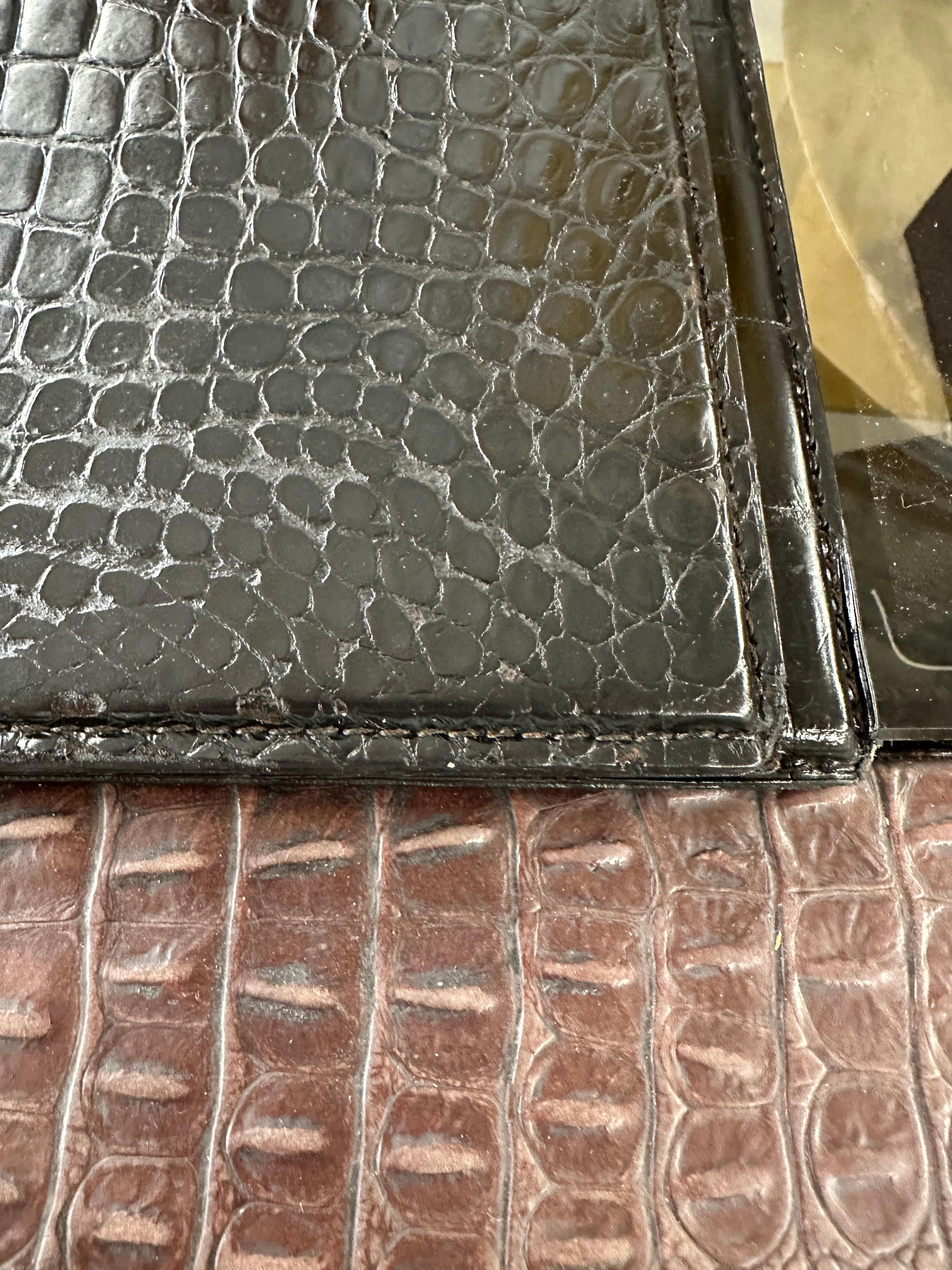 Rare Gucci Alligator / Crocodile Leather 4 Piece Desk Set For Sale 6