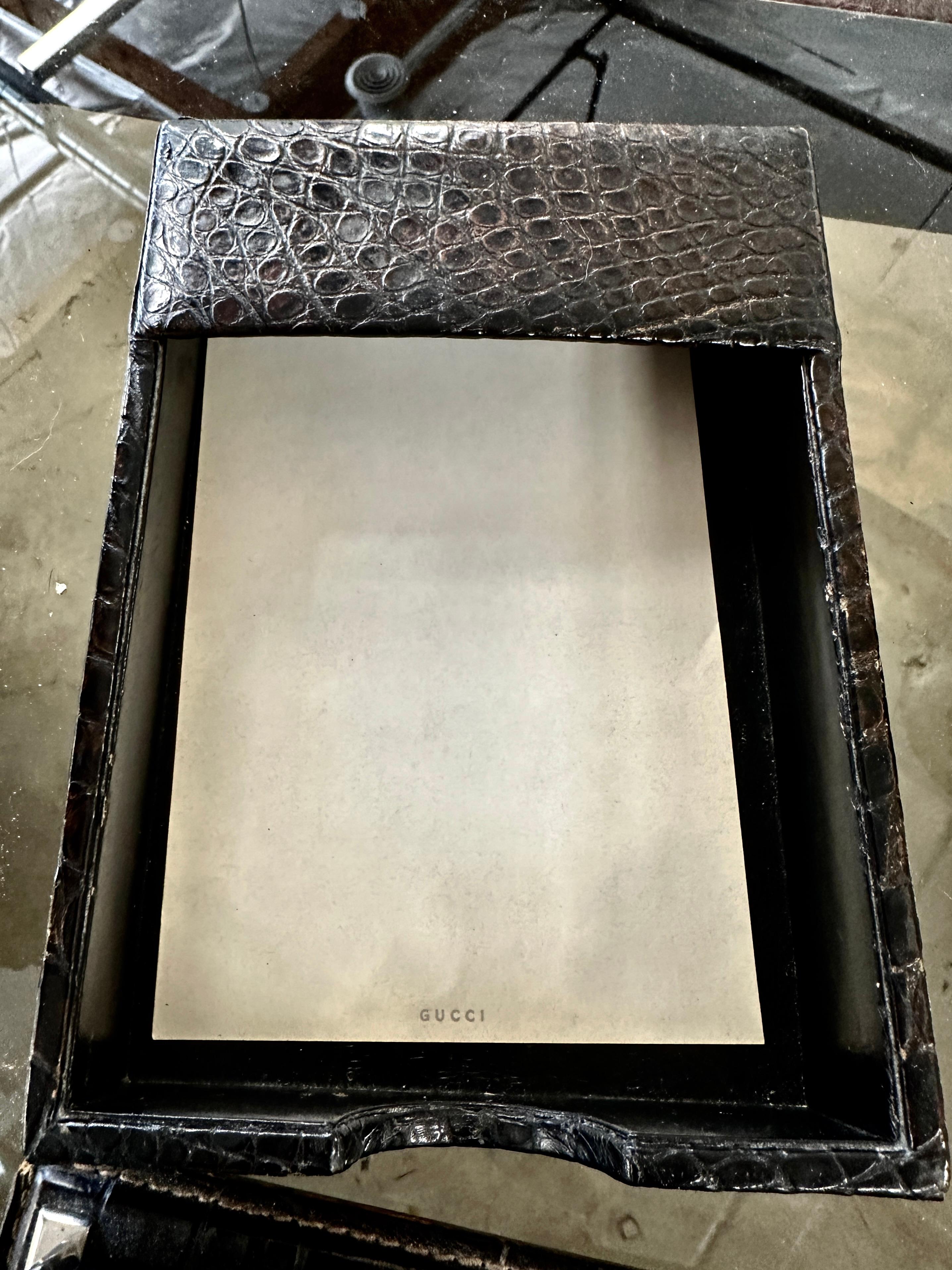 Rare Gucci Alligator / Crocodile Leather 4 Piece Desk Set For Sale 1