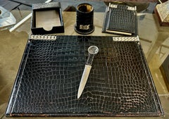 Rare Gucci Alligator / Crocodile Leather 5 Piece Desk Set 