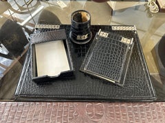 Vintage Rare Gucci Alligator / Crocodile Leather 4 Piece Desk Set