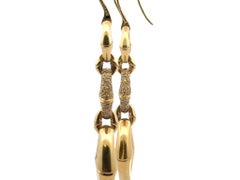 Rare Gucci Bamboo Collection Diamond Drop Earrings in 18 Karat Yellow Gold