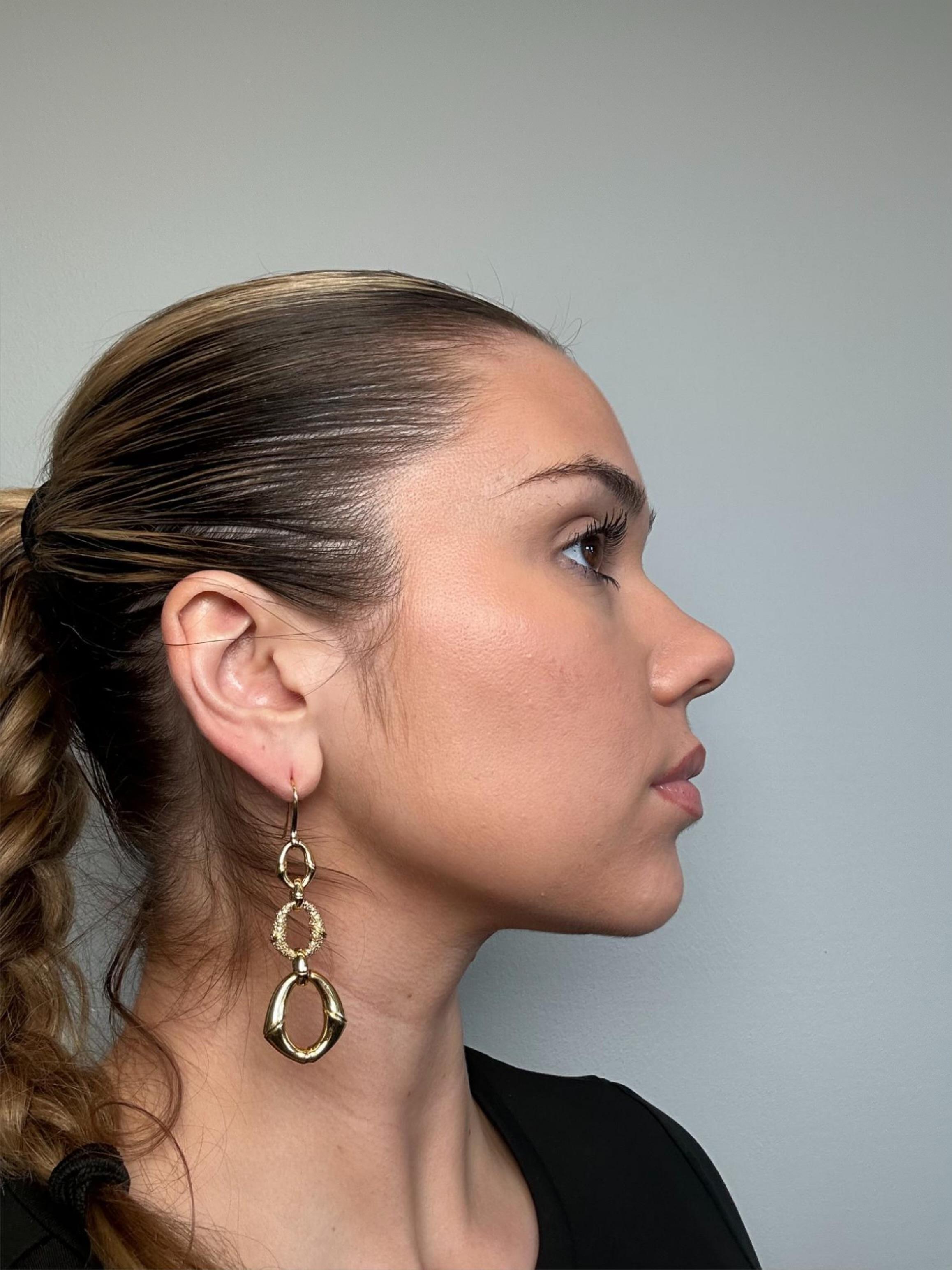 Women's Rare Gucci Bamboo Collection Diamond Drop Earrings in 18 Karat Yellow Gold