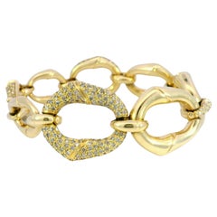 Rare Gucci Bamboo Collection Diamond Graduated Bracelet in 18 Karat Yellow Gold