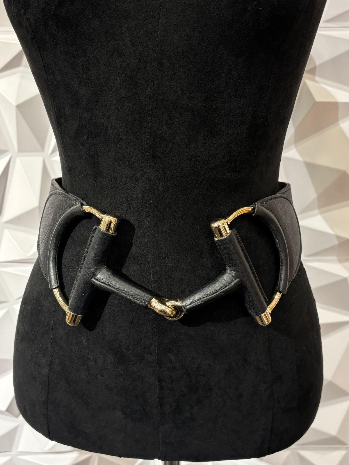 Rare Gucci Black Leather Oversized Horsebit Belt 1