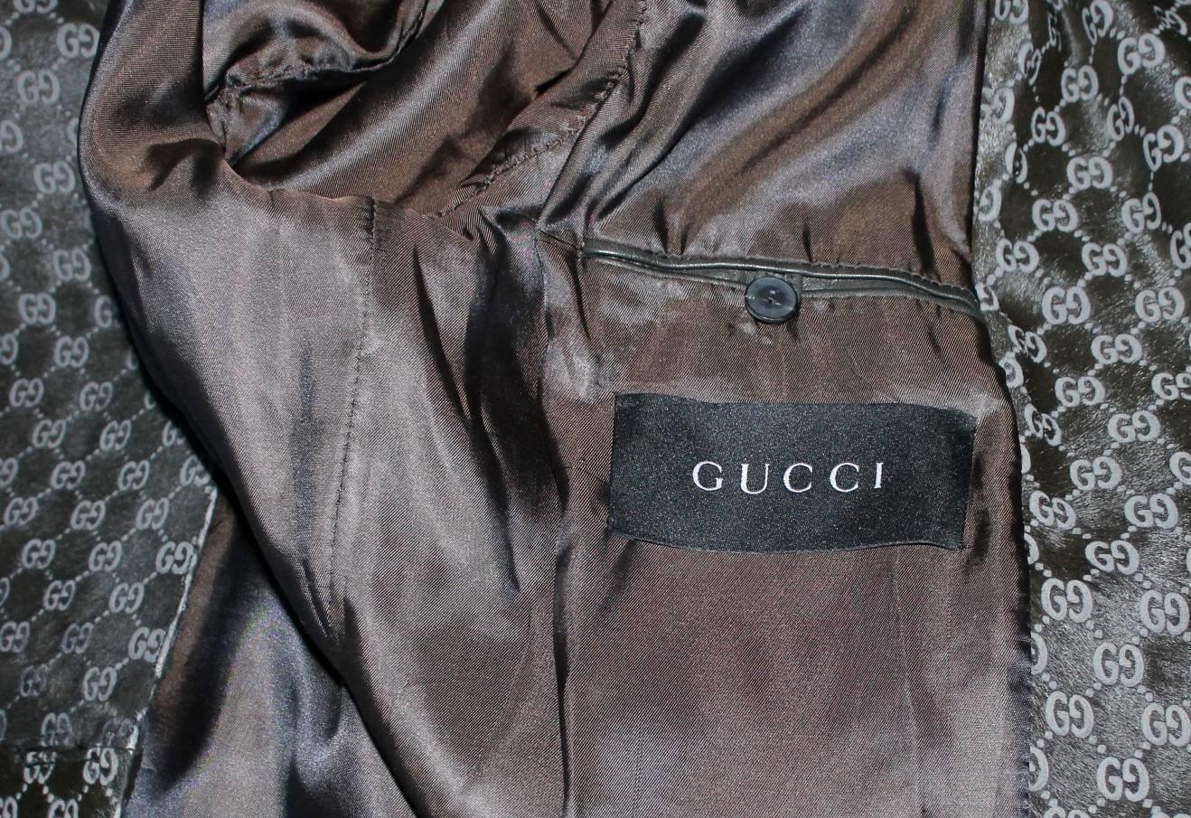 Rare Gucci by Tom Ford 1997 Black GG Monogram Logo Fur Coat 4