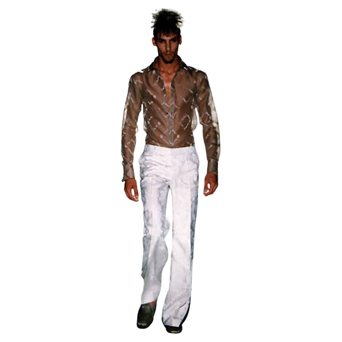 Rare! Gucci by Tom Ford Menswear SS 2000 Runway pants 
Designer: Tom Ford Collection: Menswear SS 2000 Made in Italy.
AD CAMPAIGN: SS 2000, Magazine: L'uomo March 2000 (Model: Lucas Babin, Photographer: Mario Testino)
The product is marked IT