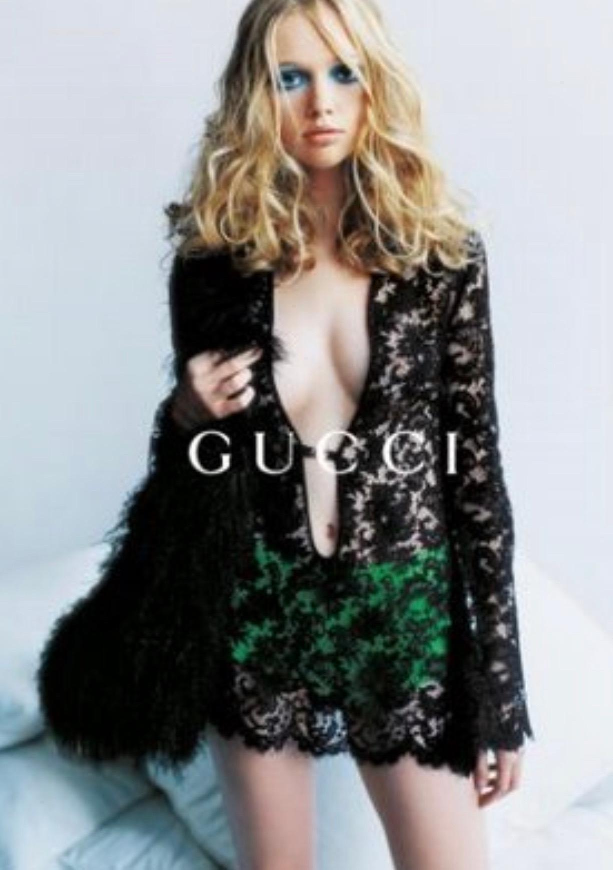 RARE Gucci by Tom Ford SS 1996 Black Shearling Fur Bamboo Bag seen on Kate Moss 1