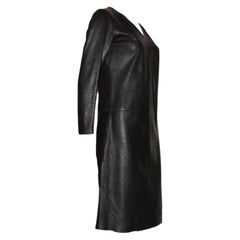 GUCCI by Tom Ford  S/S 2000 Crinkled Black Leather Dress Gown 38