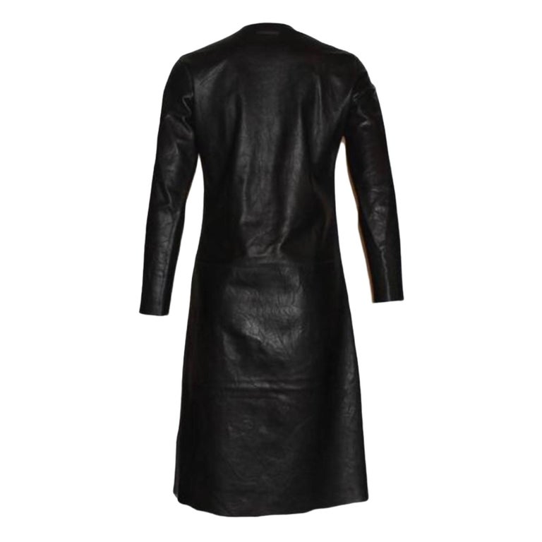 Rare Gucci by Tom Ford SS 2000 Crinkled Black Leather Dress Gown 38 In Good Condition For Sale In Switzerland, CH