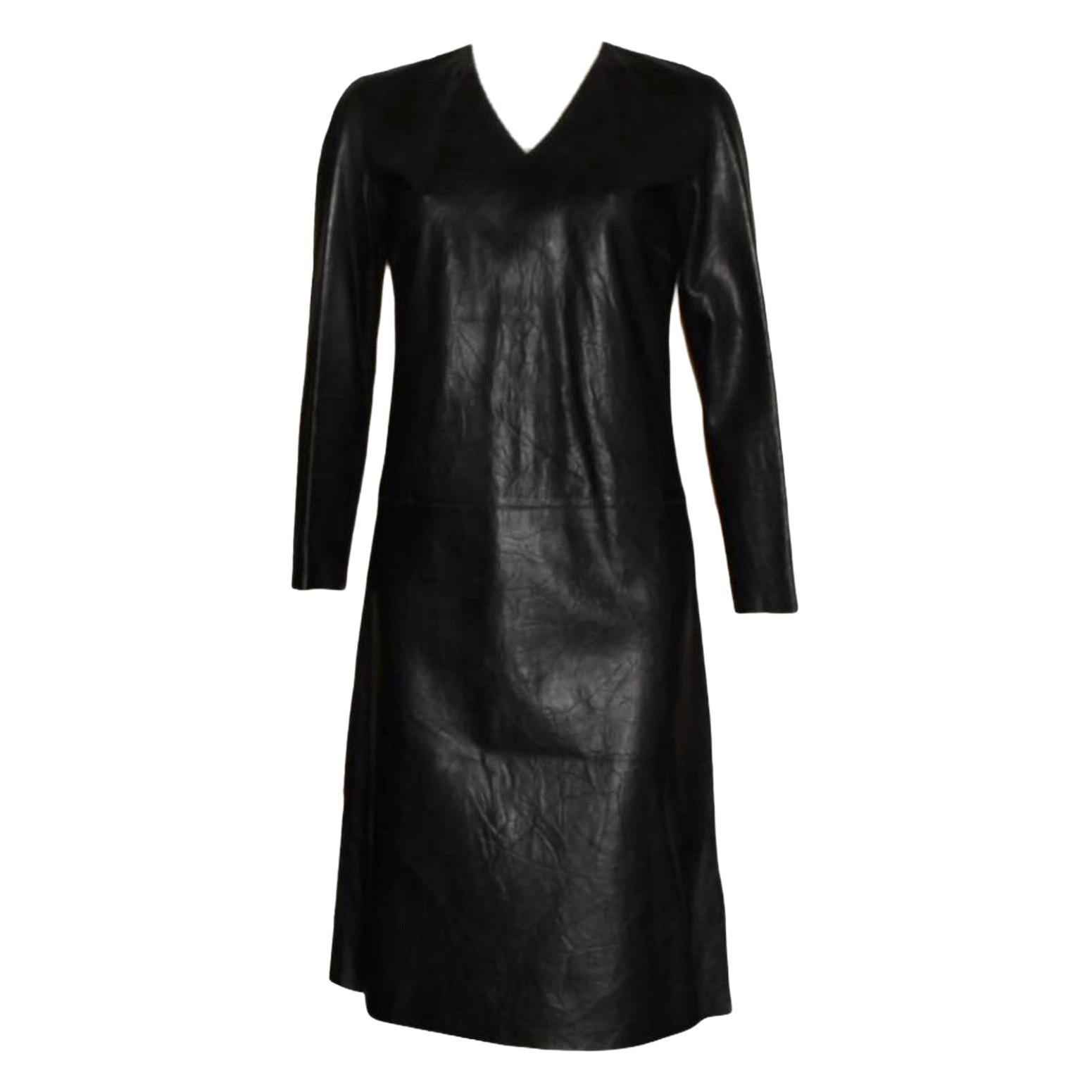 GUCCI by Tom Ford Crinkled Black Leather Dress Gown 38 S/S 2000